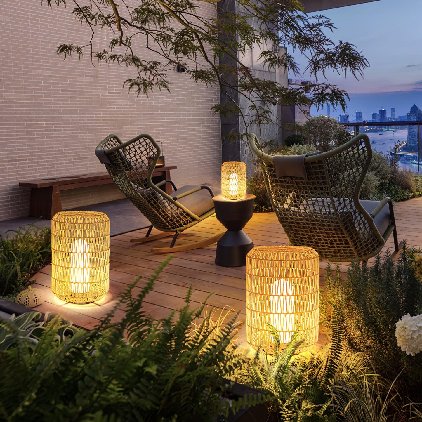 Woven Rattan Outdoor Lamp