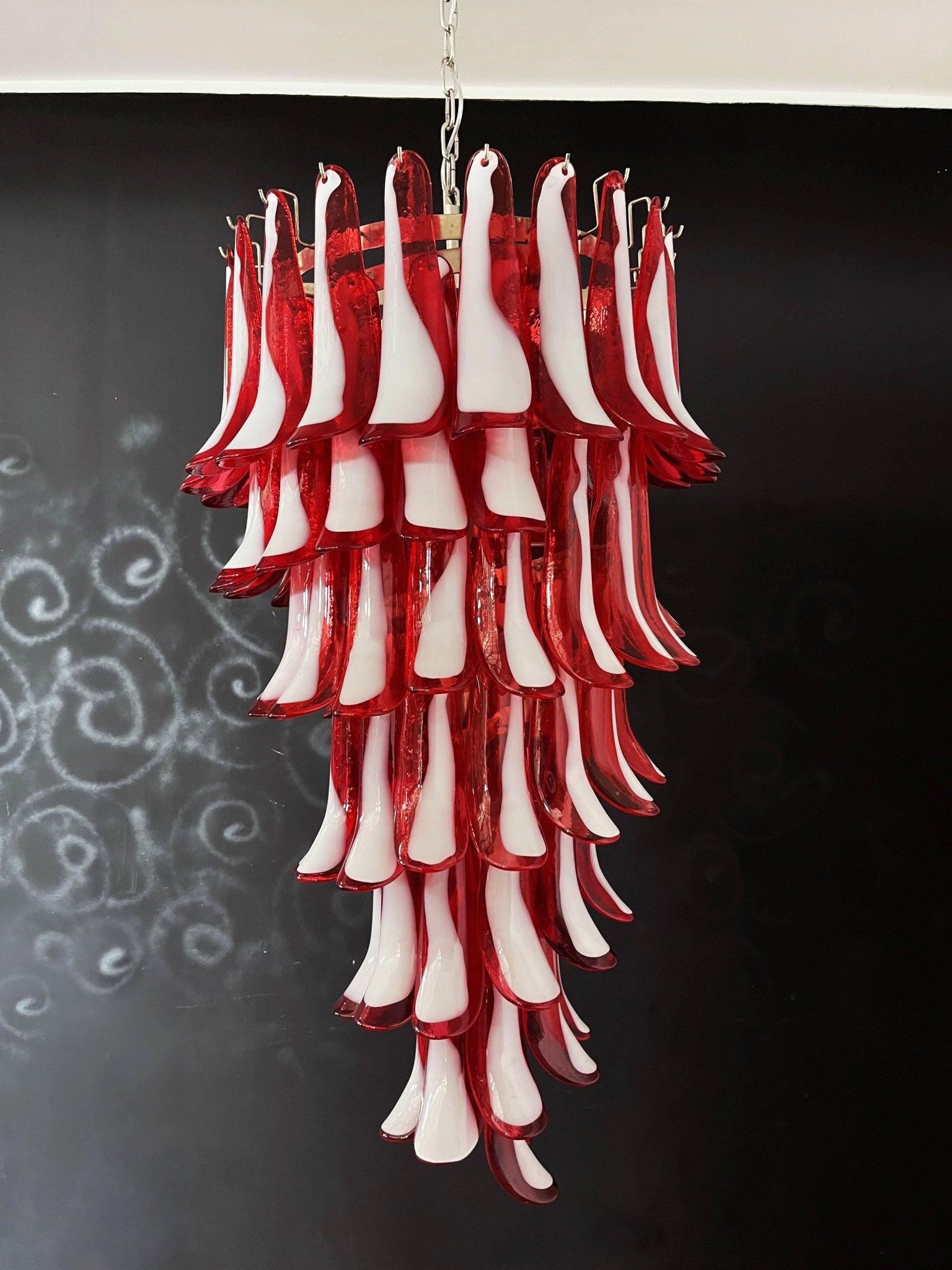 Murano Red Petals Spiral Chandelier