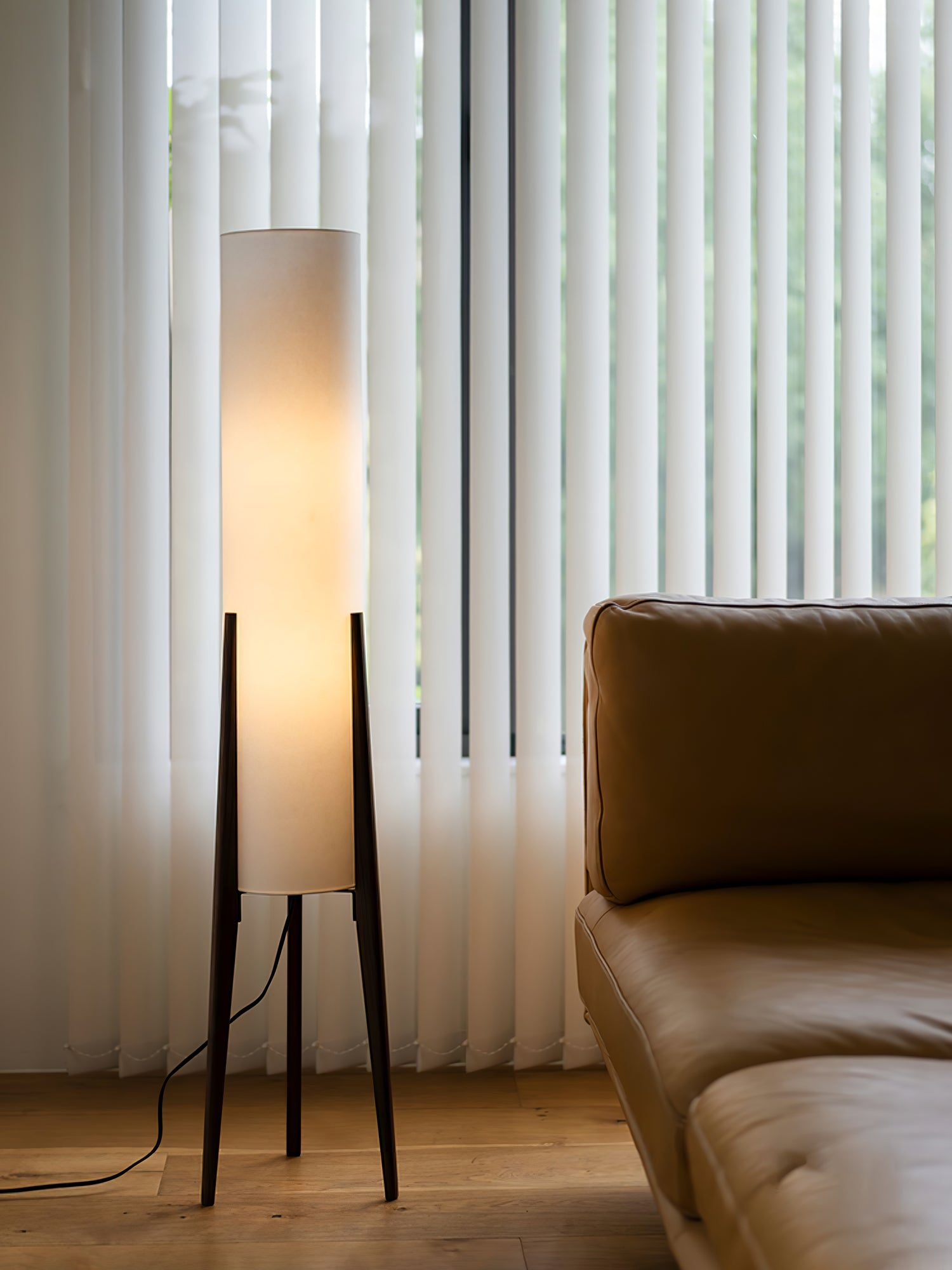 Tripod Walnut Floor Lamp