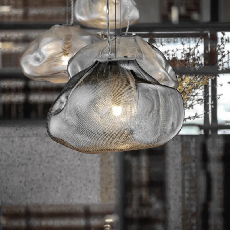 Blown Glass Mesh Pendant Light