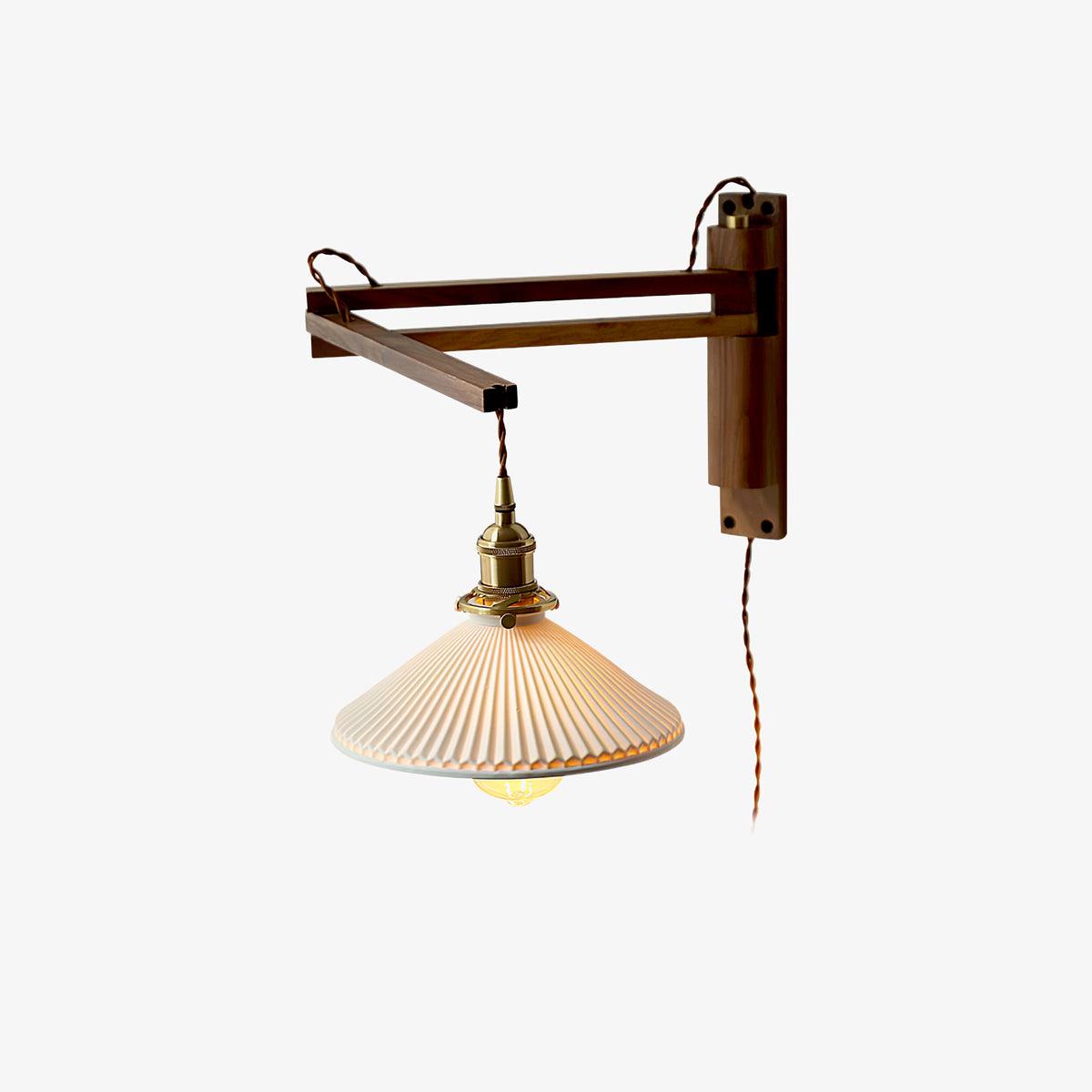 Walnut Swing Arm Wall Lamp