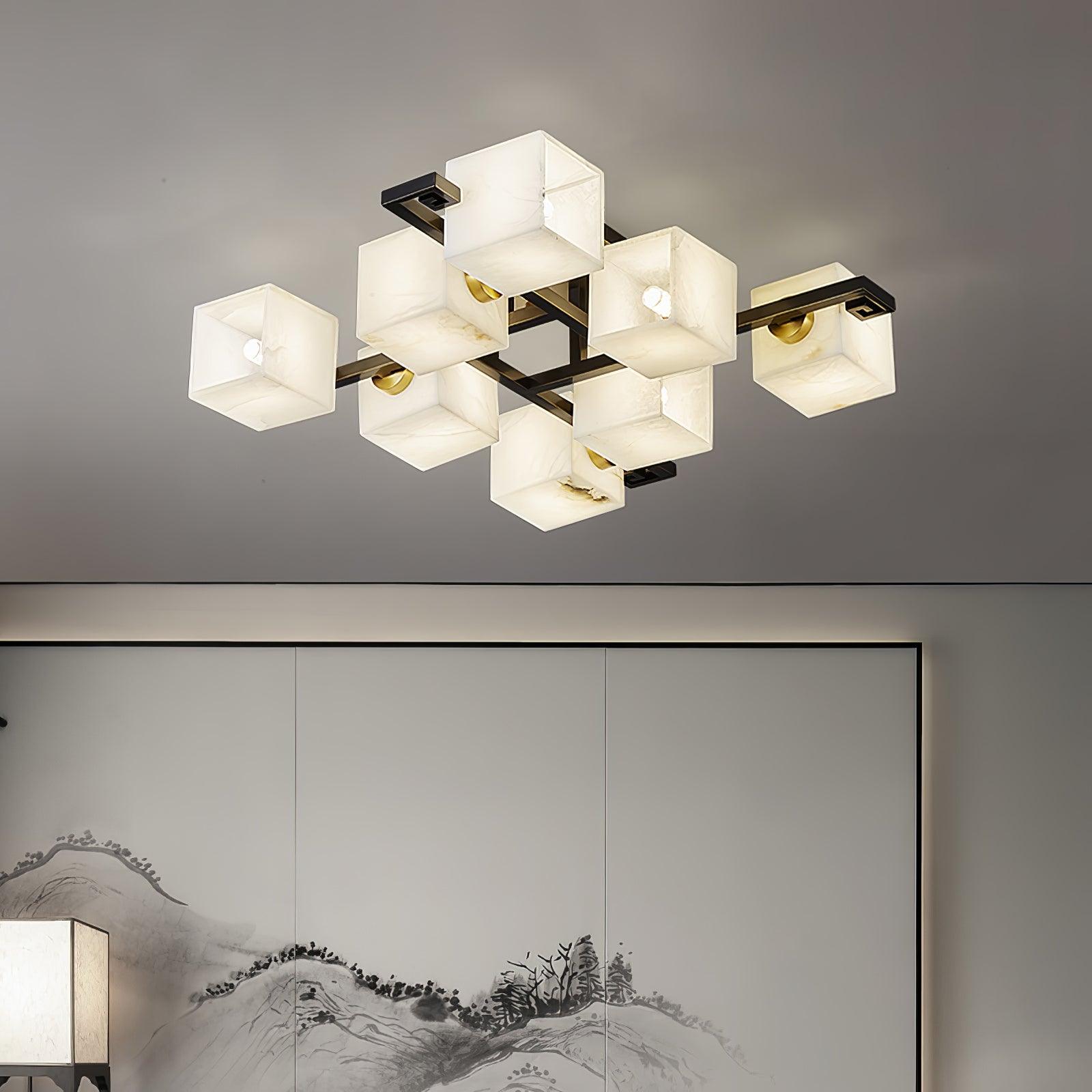 Cubist Alabaster Cluster Ceiling Lamp