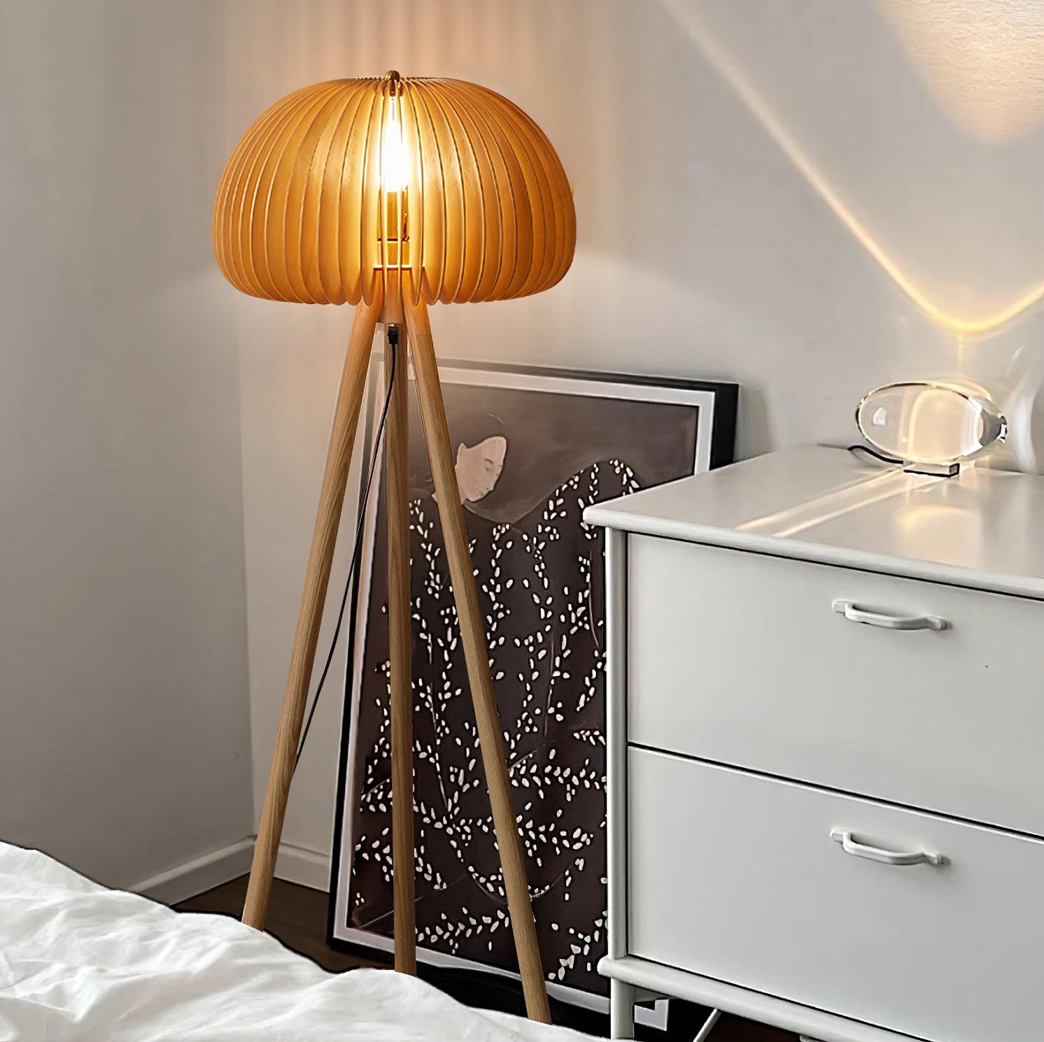 Wooden Pumpkin Floor Lamp