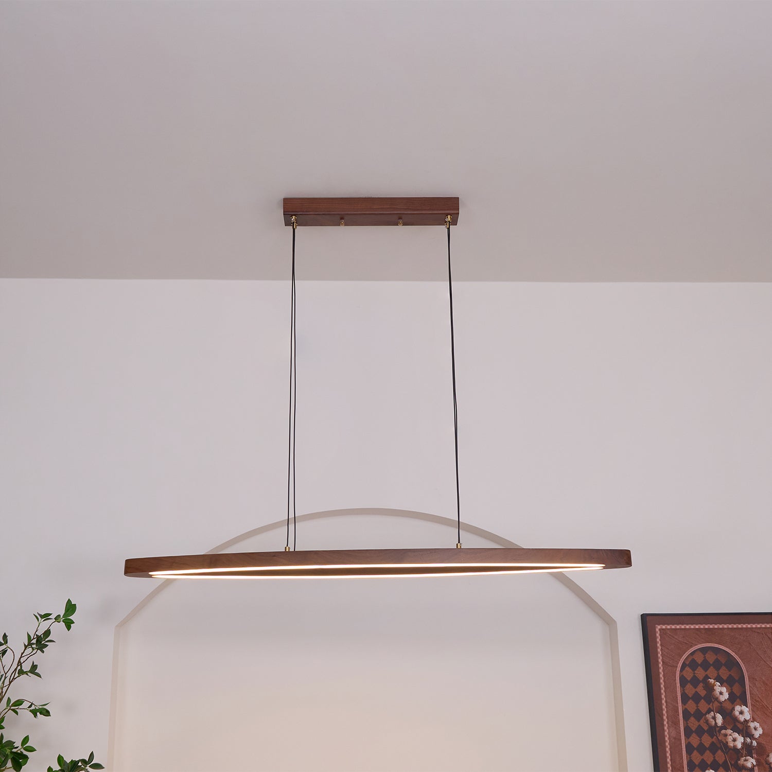 Walnut Arc Linear Pendant Lamp