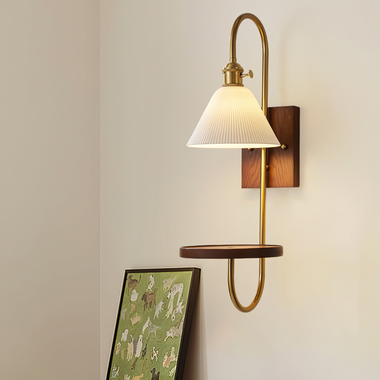 Walnut Shelf Sconce