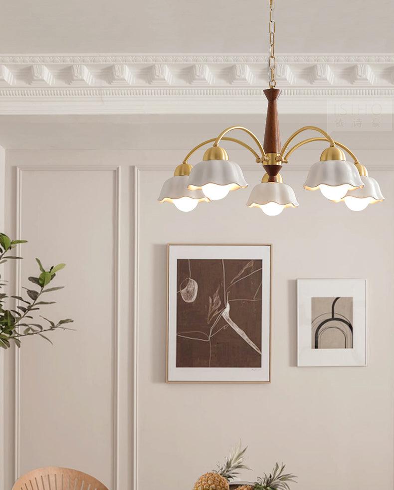 Swedish Modern Brass Chandelier