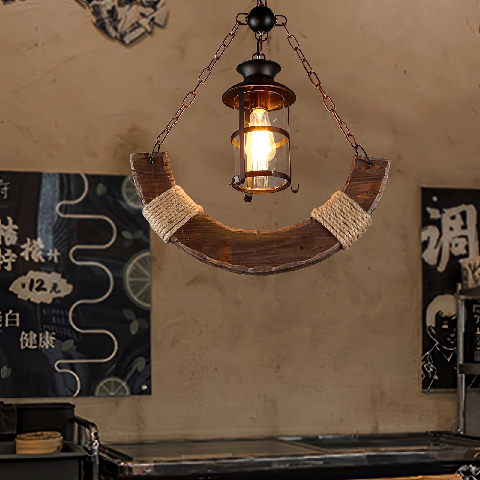 Nautical Industrial Style Wooden Chandelier