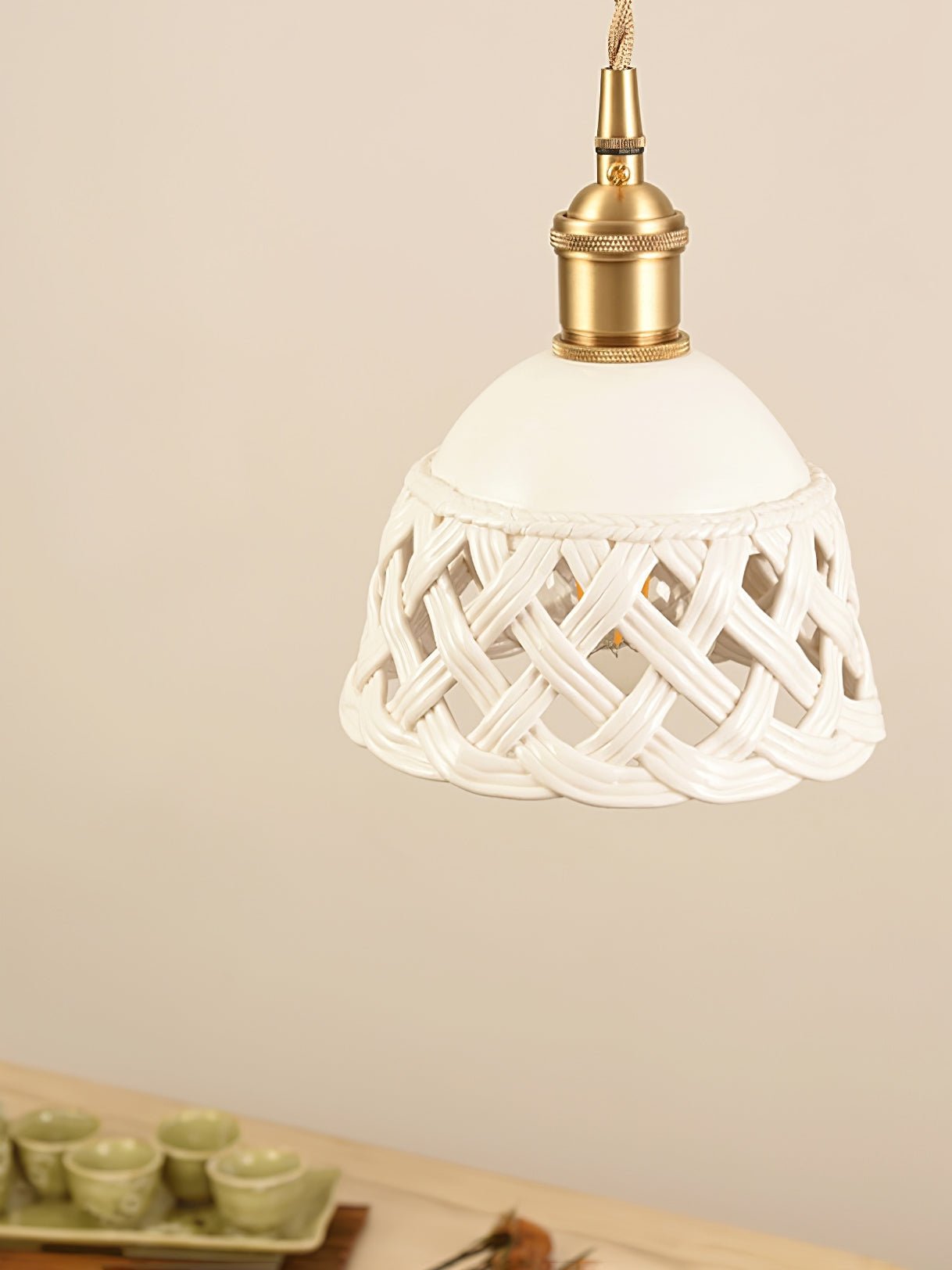 Openwork Ceramic Pendant Swag Light