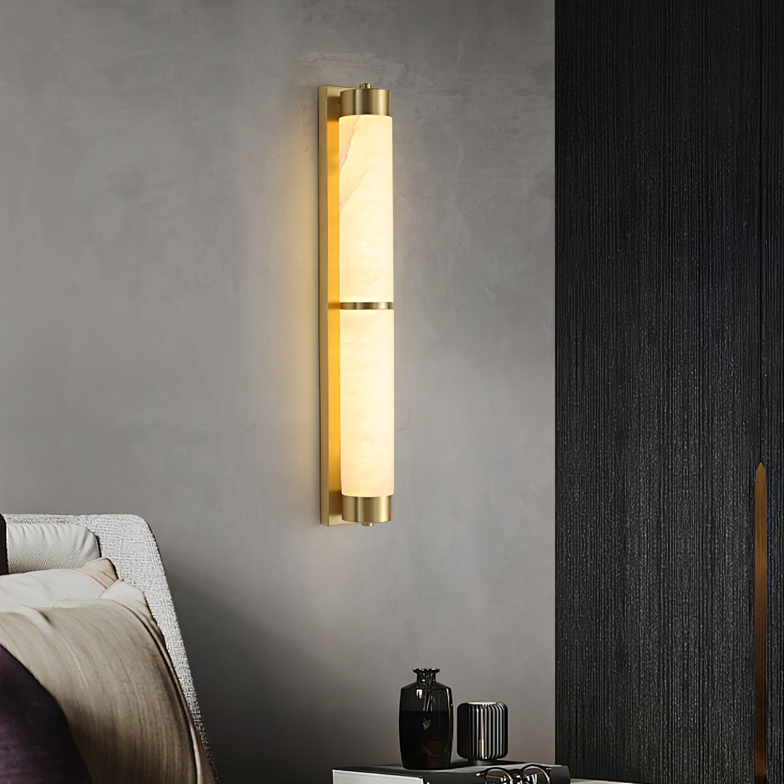 Cylindra Alabaster Brass Wall Light