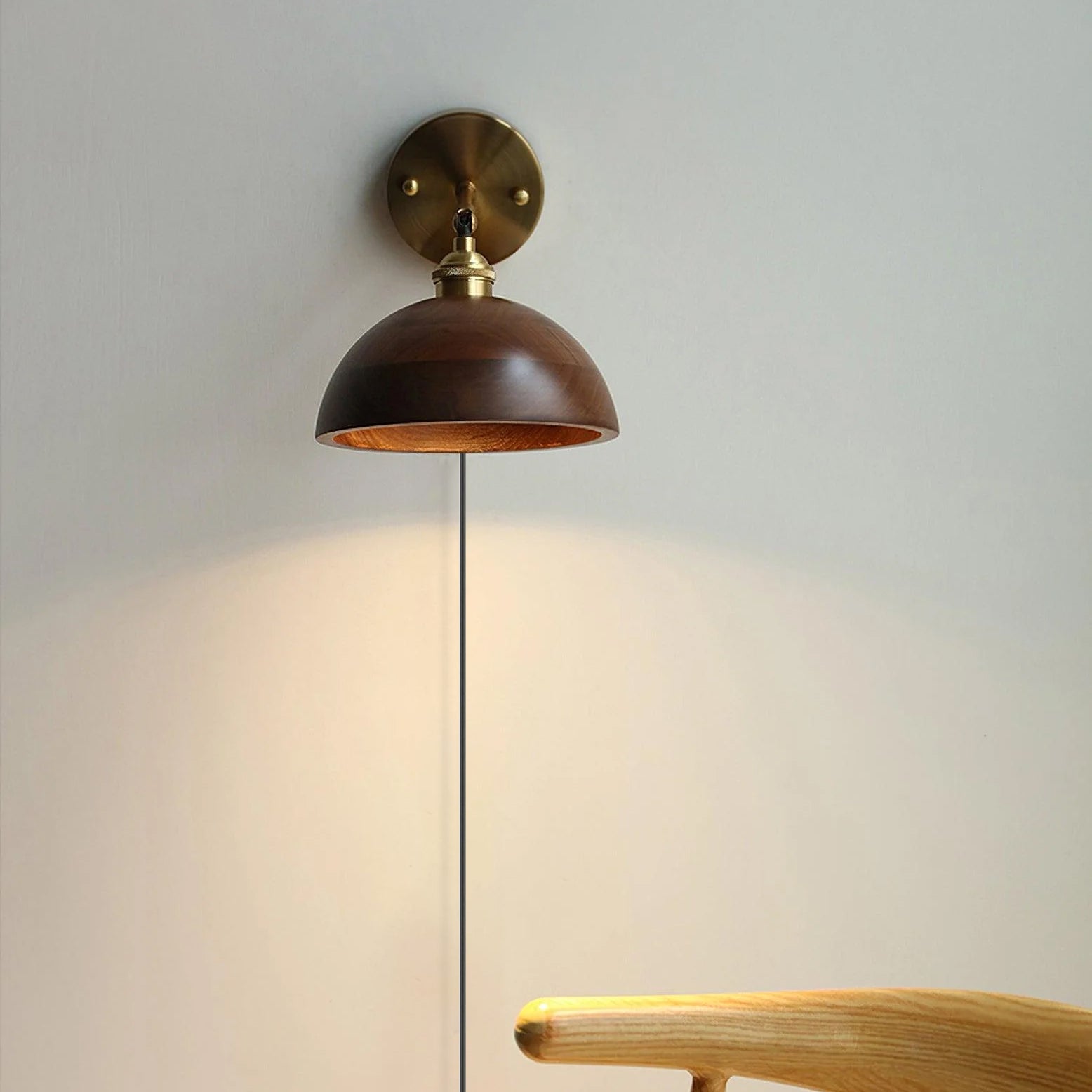 Vintage Wood Plug-in Wall Lamp