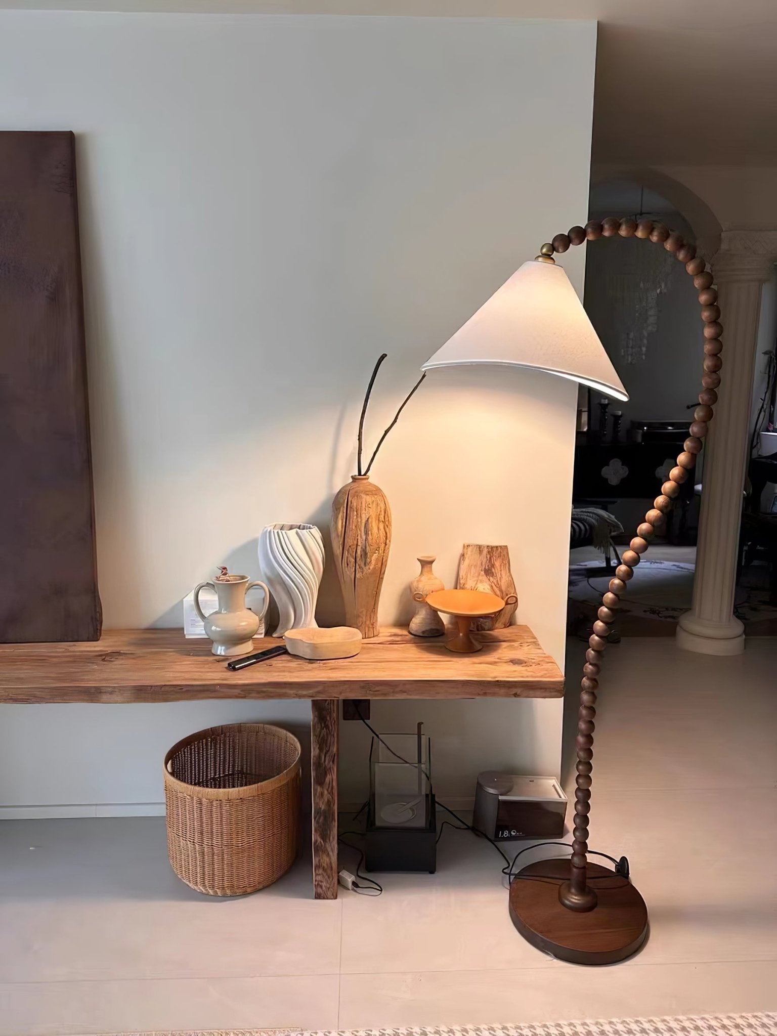 Wooden Bead Floor Lamp