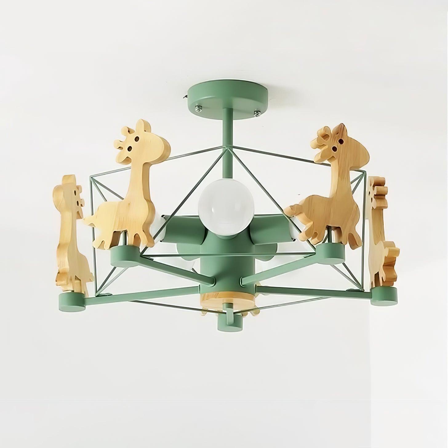 Lovely Deer Wooden Chandelier