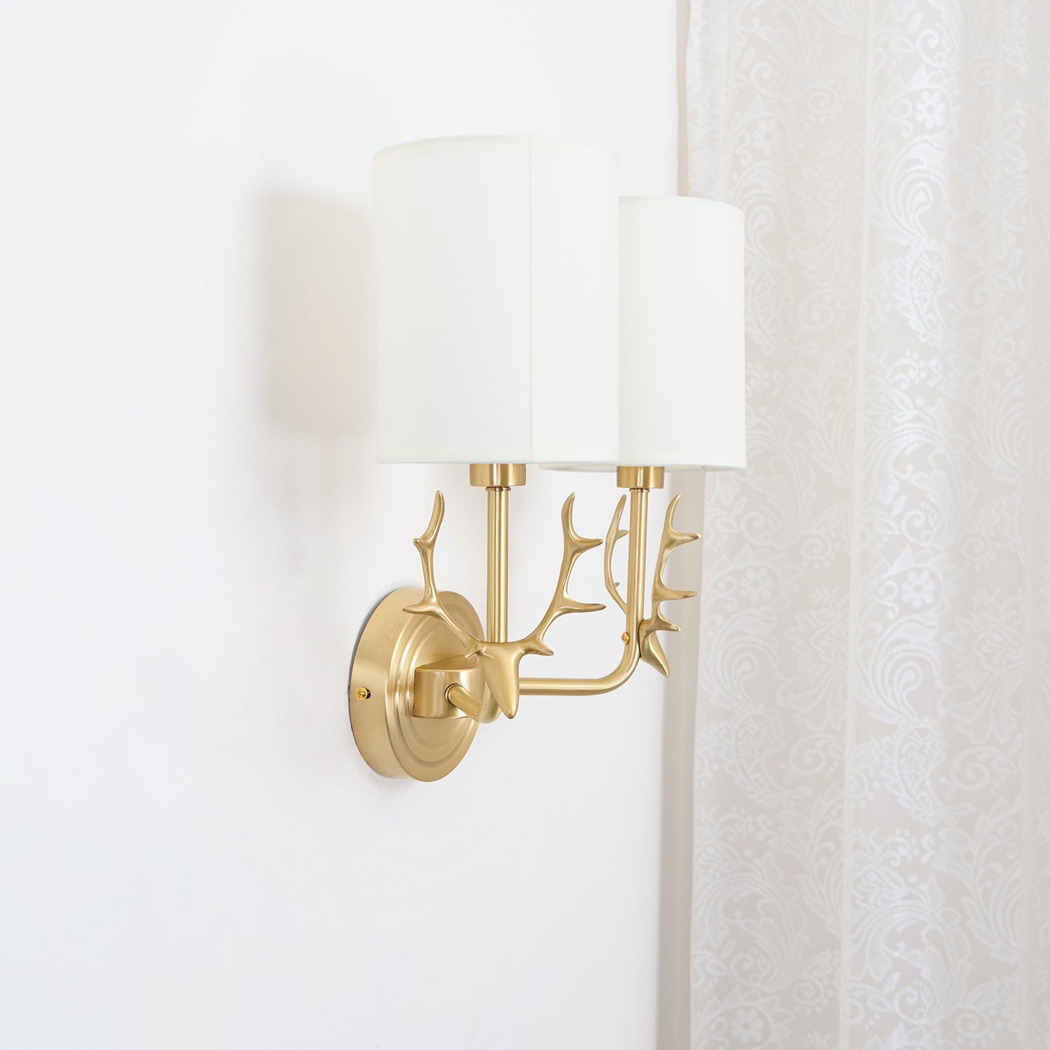 Brass Deer Head Wall Light