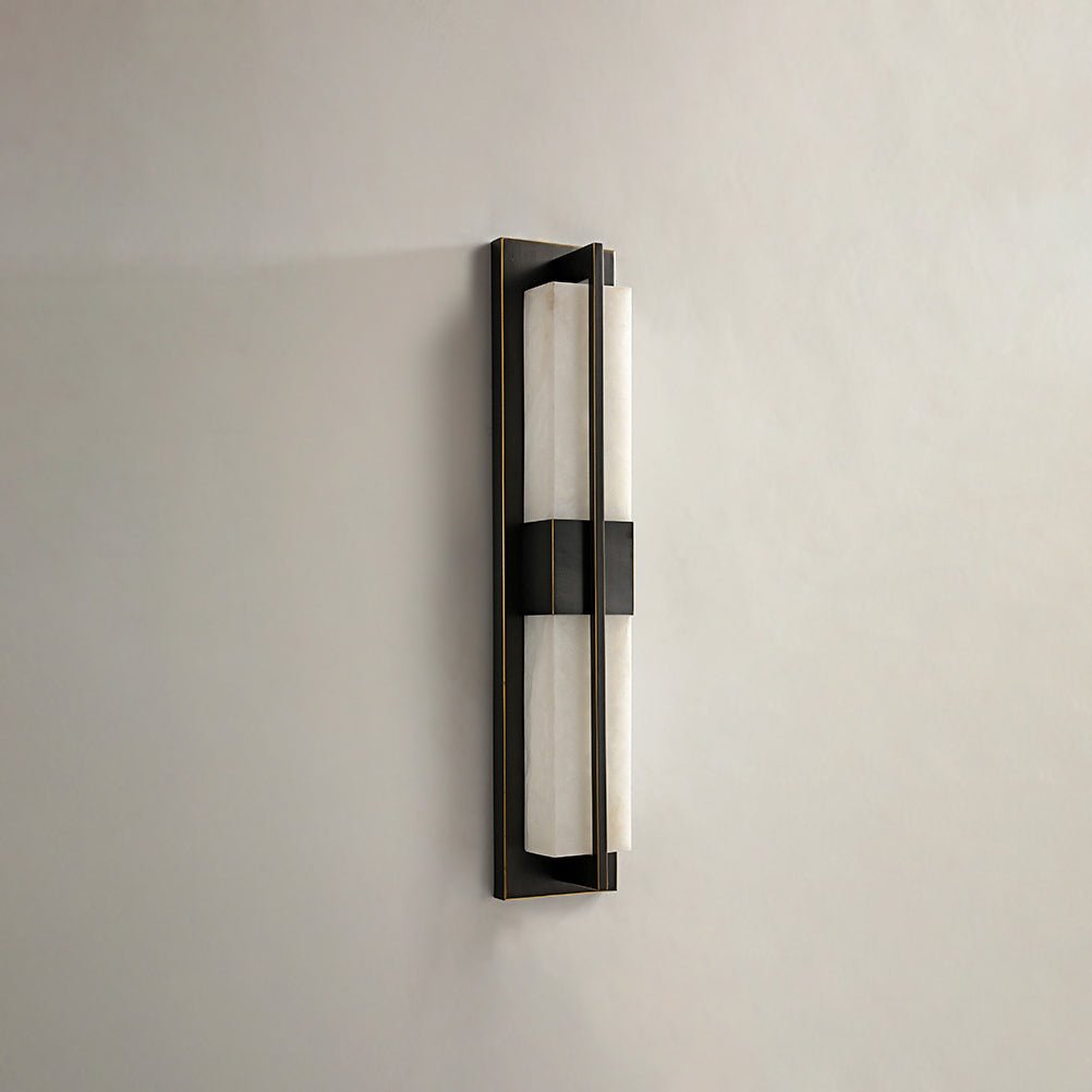 Rectangular Alabaster Brass Wall Sconce