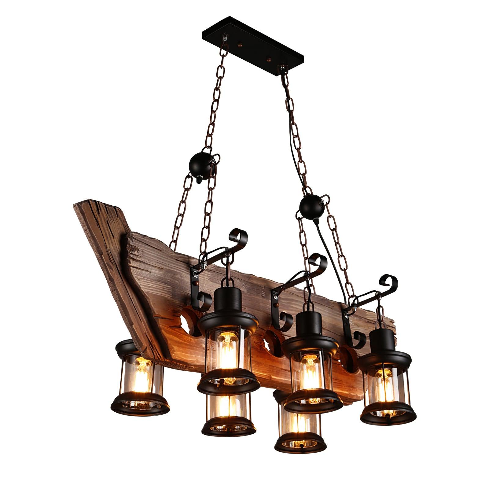 Nautical Industrial Style Wooden Chandelier