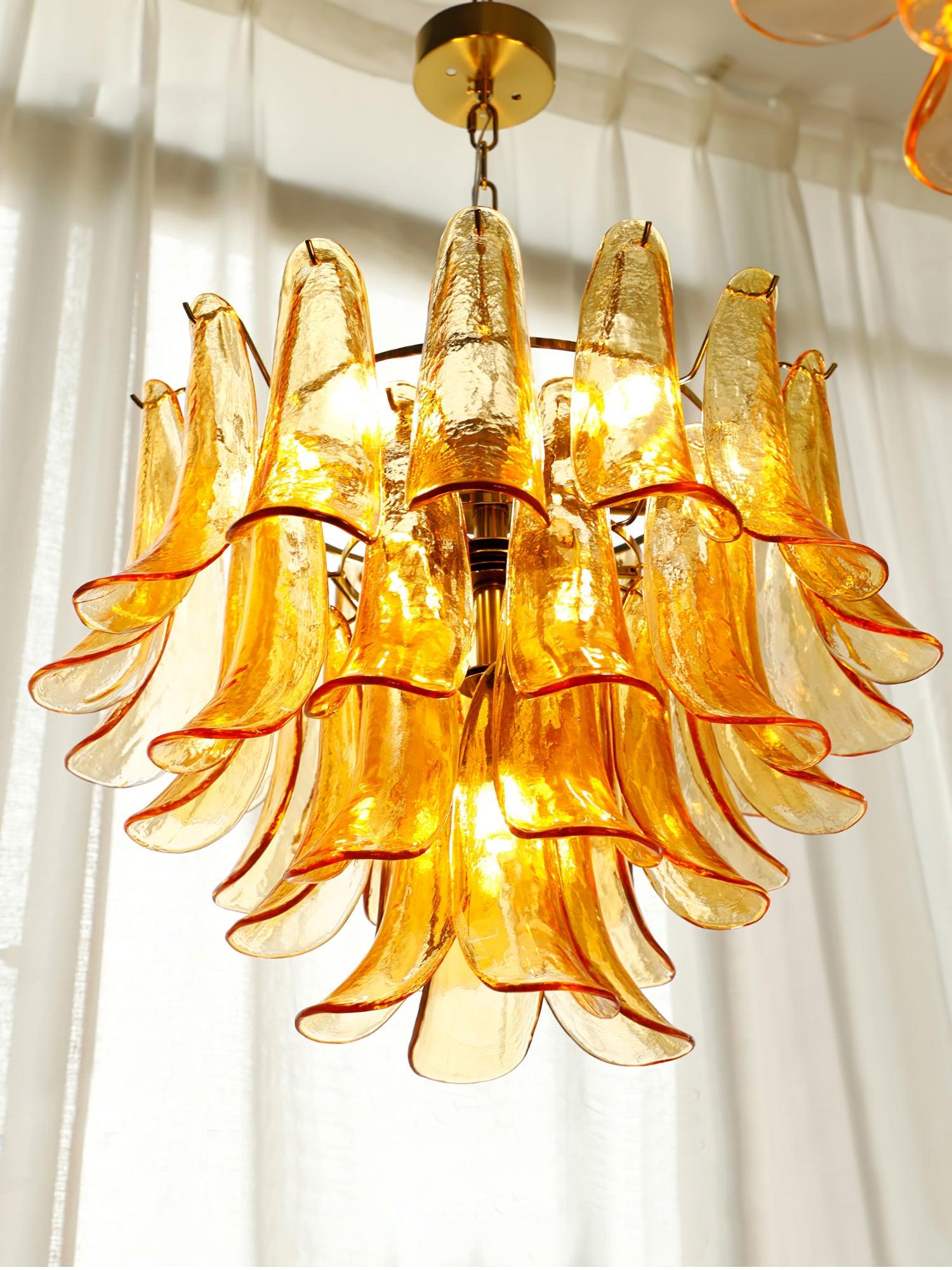 Glass Leaf Cascade Chandelier