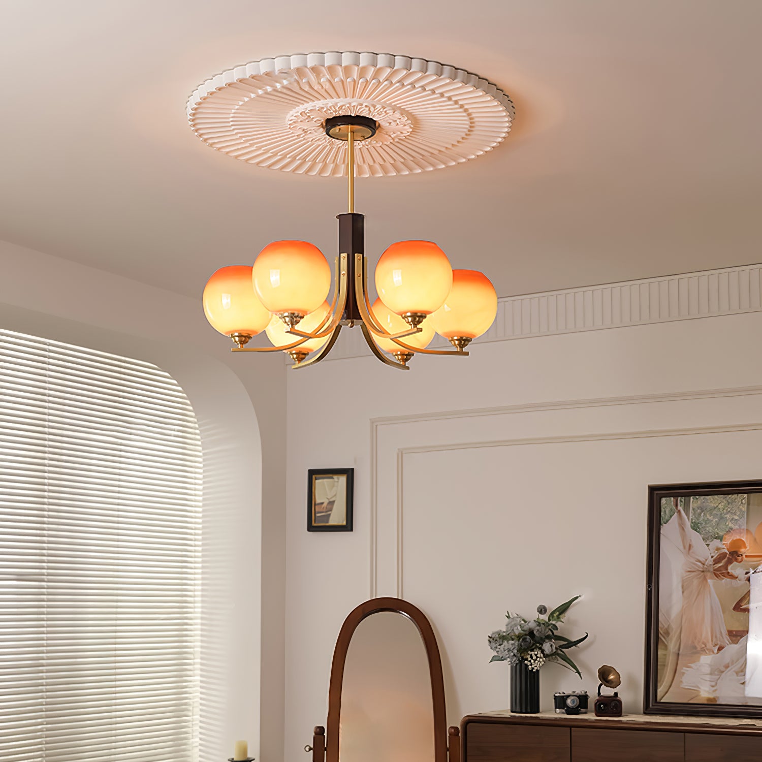 Vintage Caramel Globe Chandelier