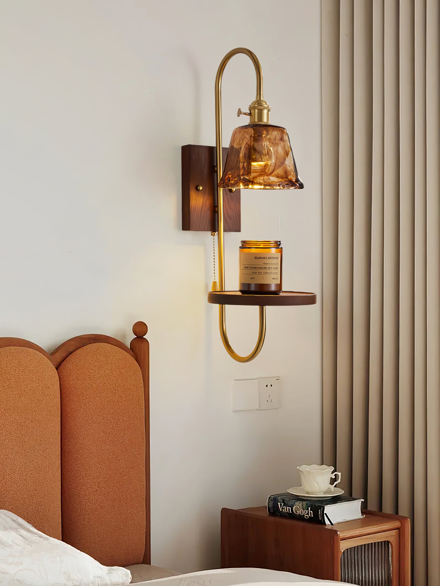 Walnut Shelf Sconce