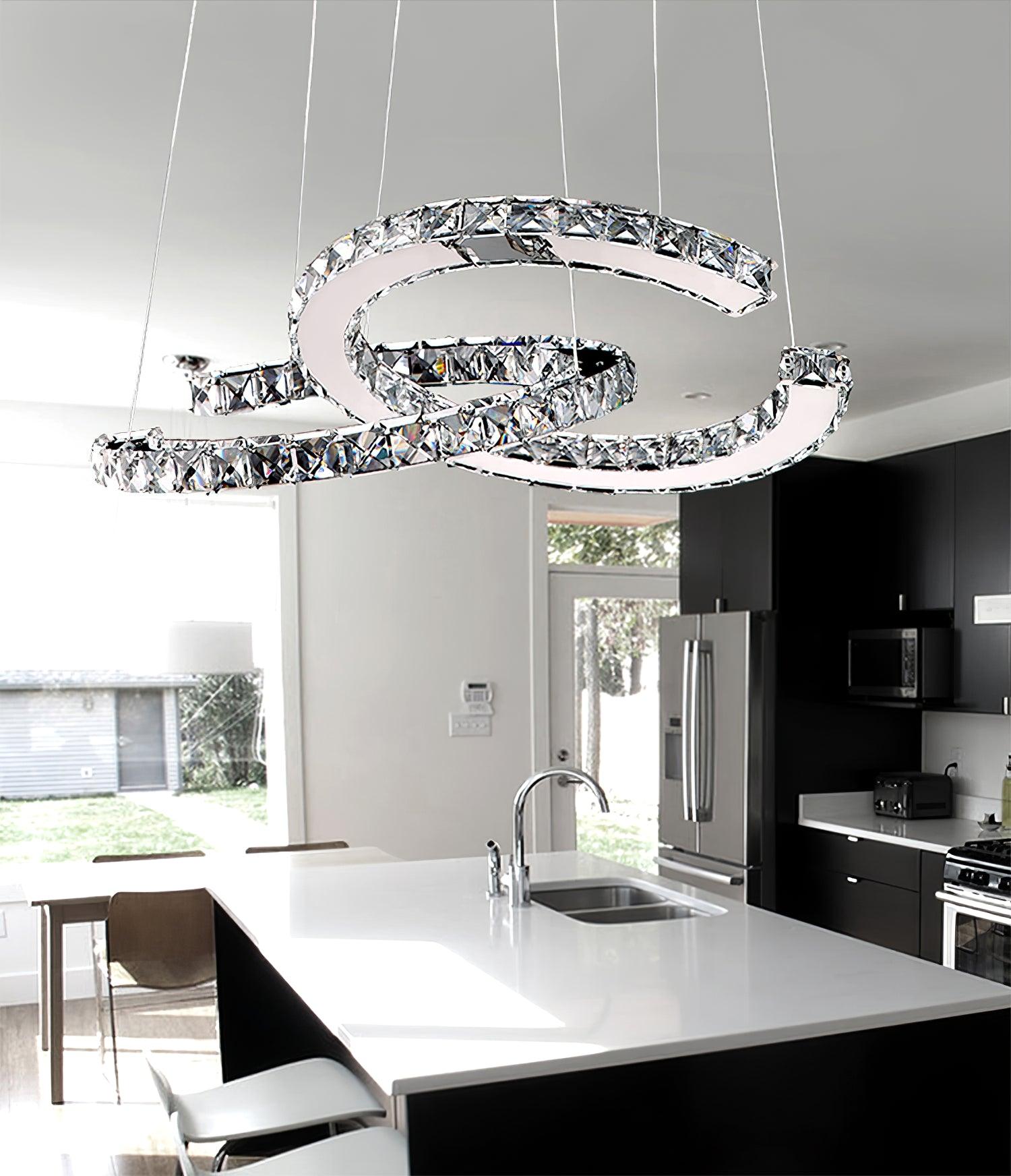 Modern Crystal Double C Chandelier