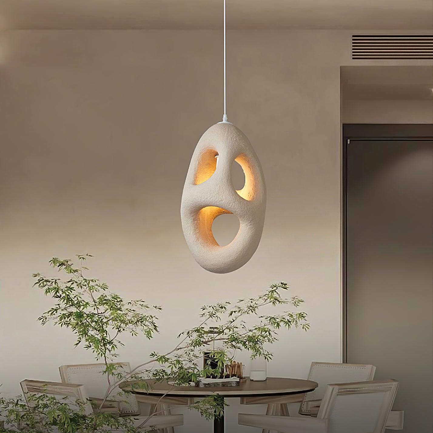 Hand-Built White Pendant Lamp