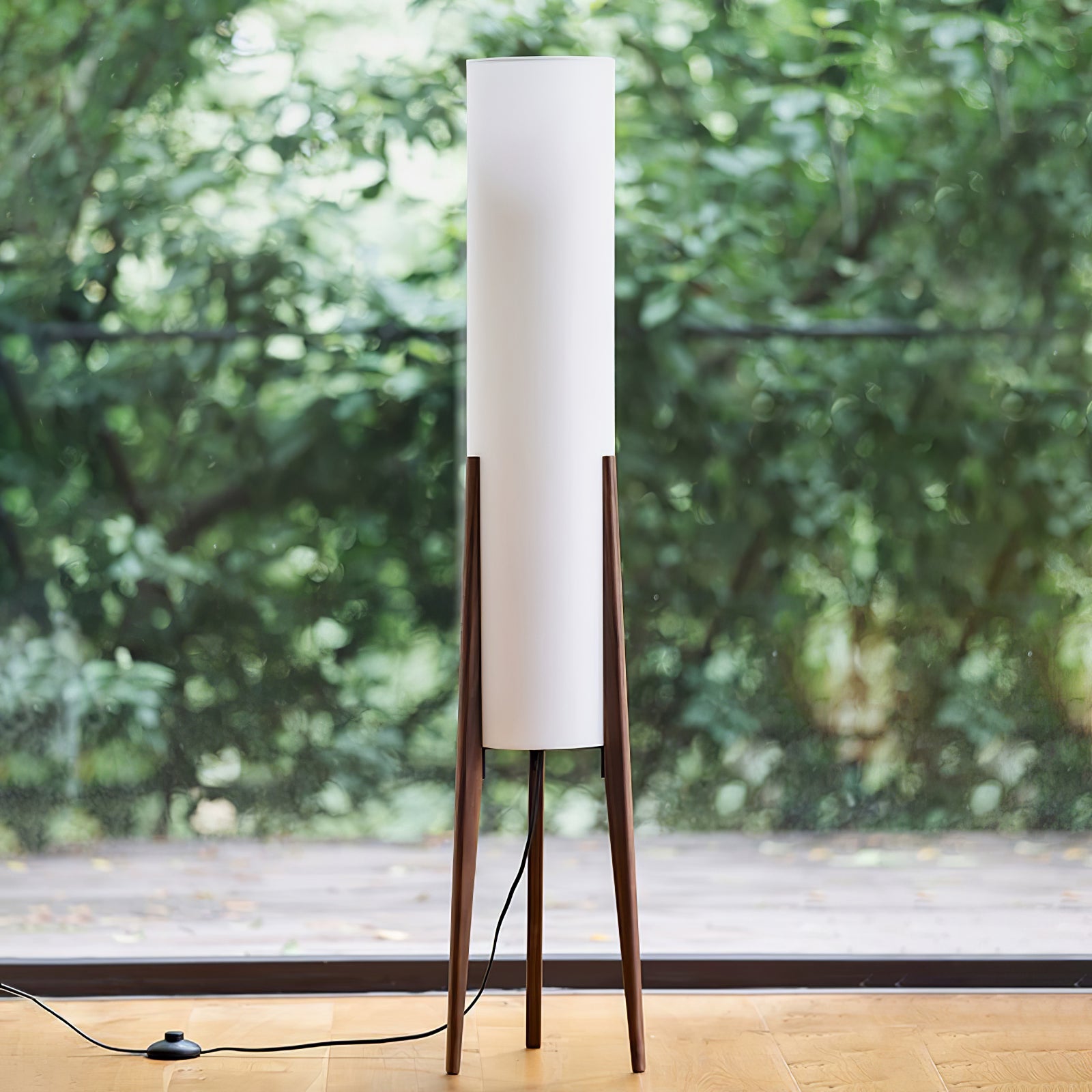 Tripod Walnut Floor Lamp