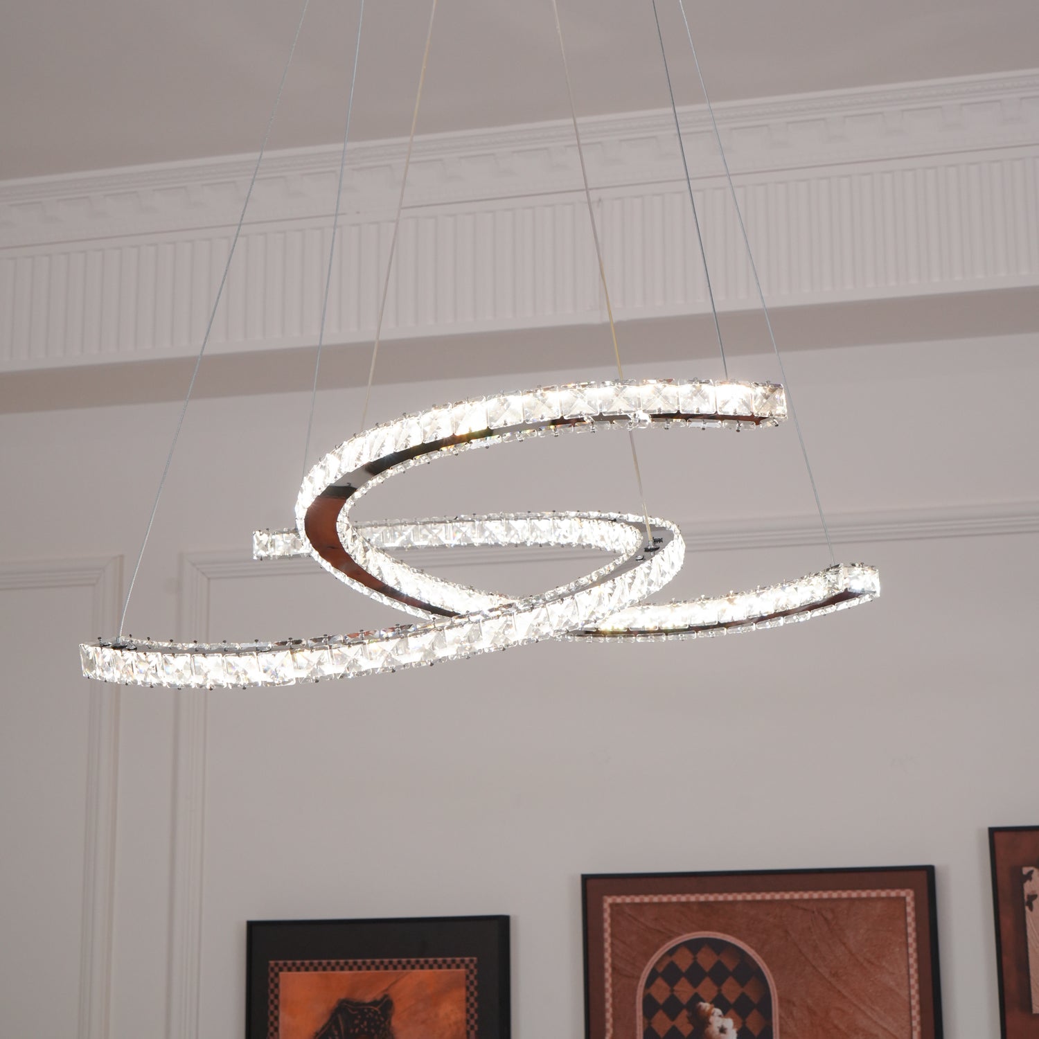 Modern Crystal Double C Chandelier