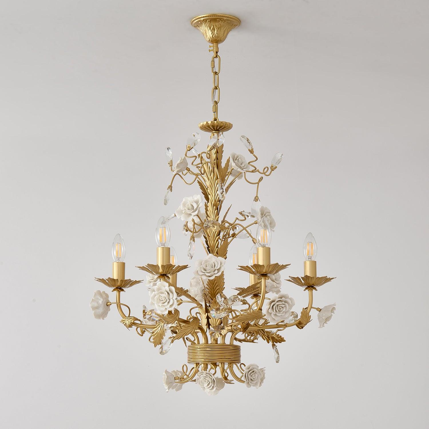 White Rose Crystal Chandelier