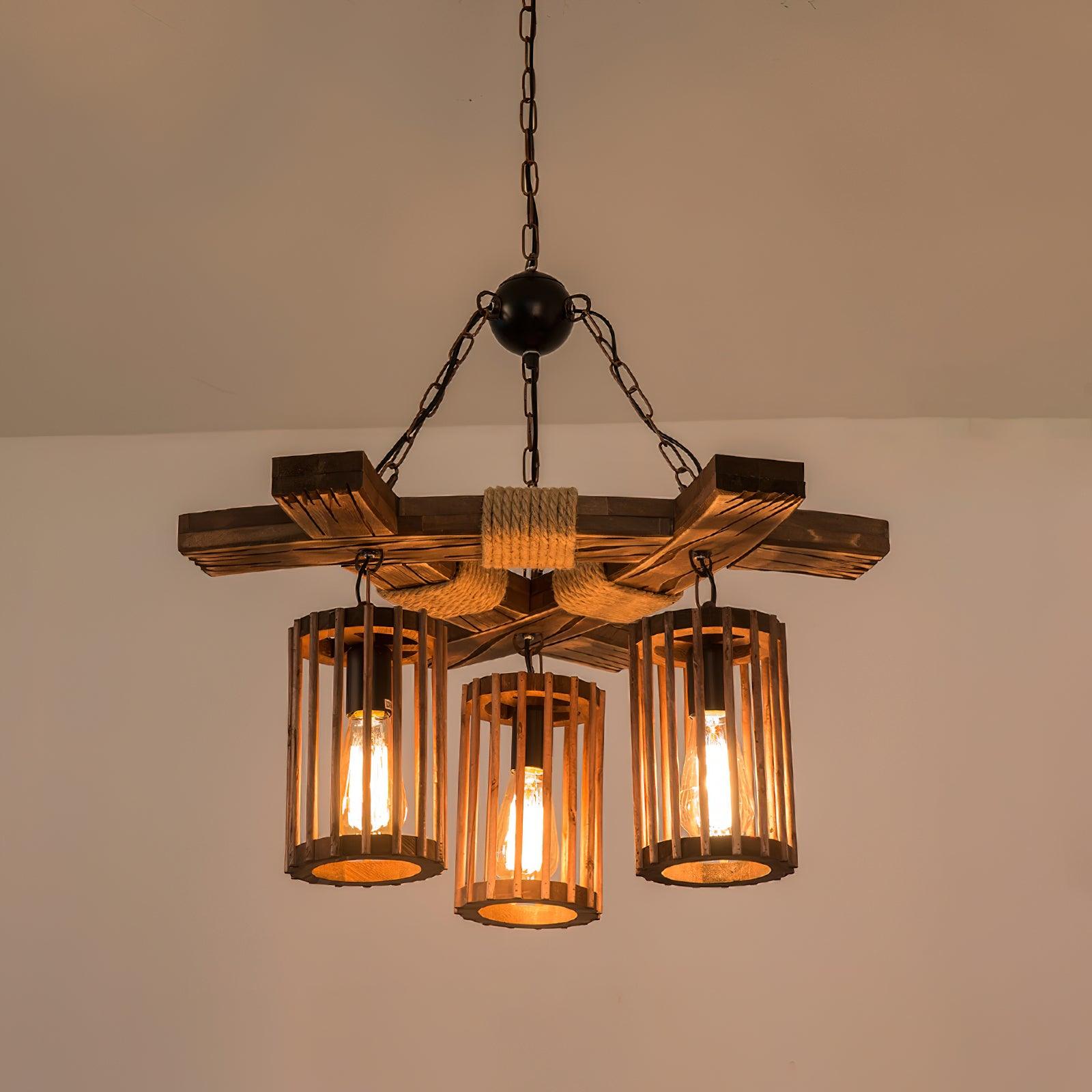 Retro Solid Wood Chandelier