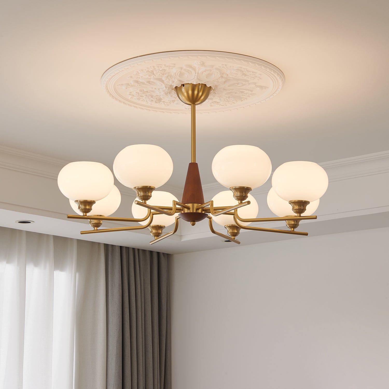 Celeste Sphere Walnut Chandelier