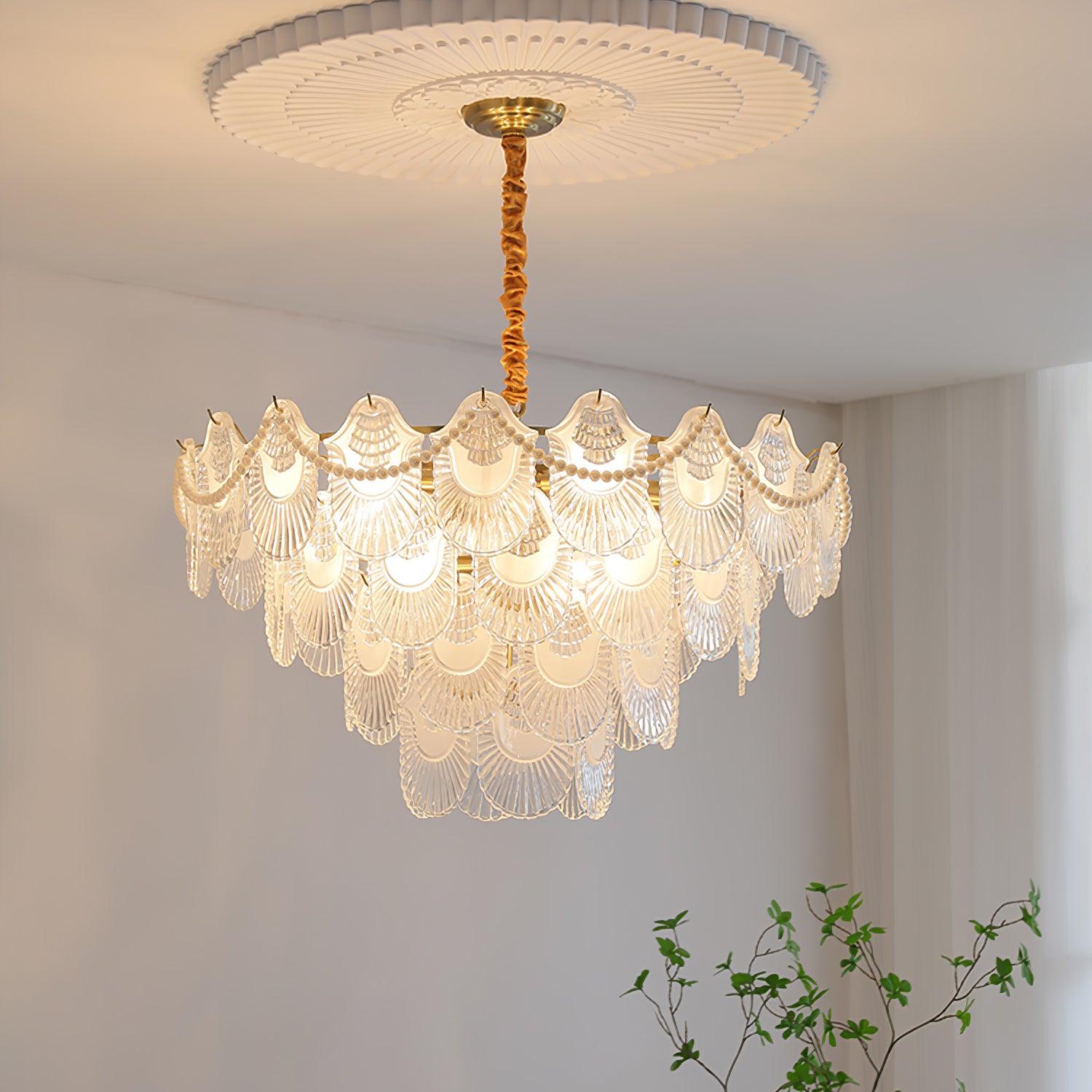 Pearl Glass Shell Chandelier