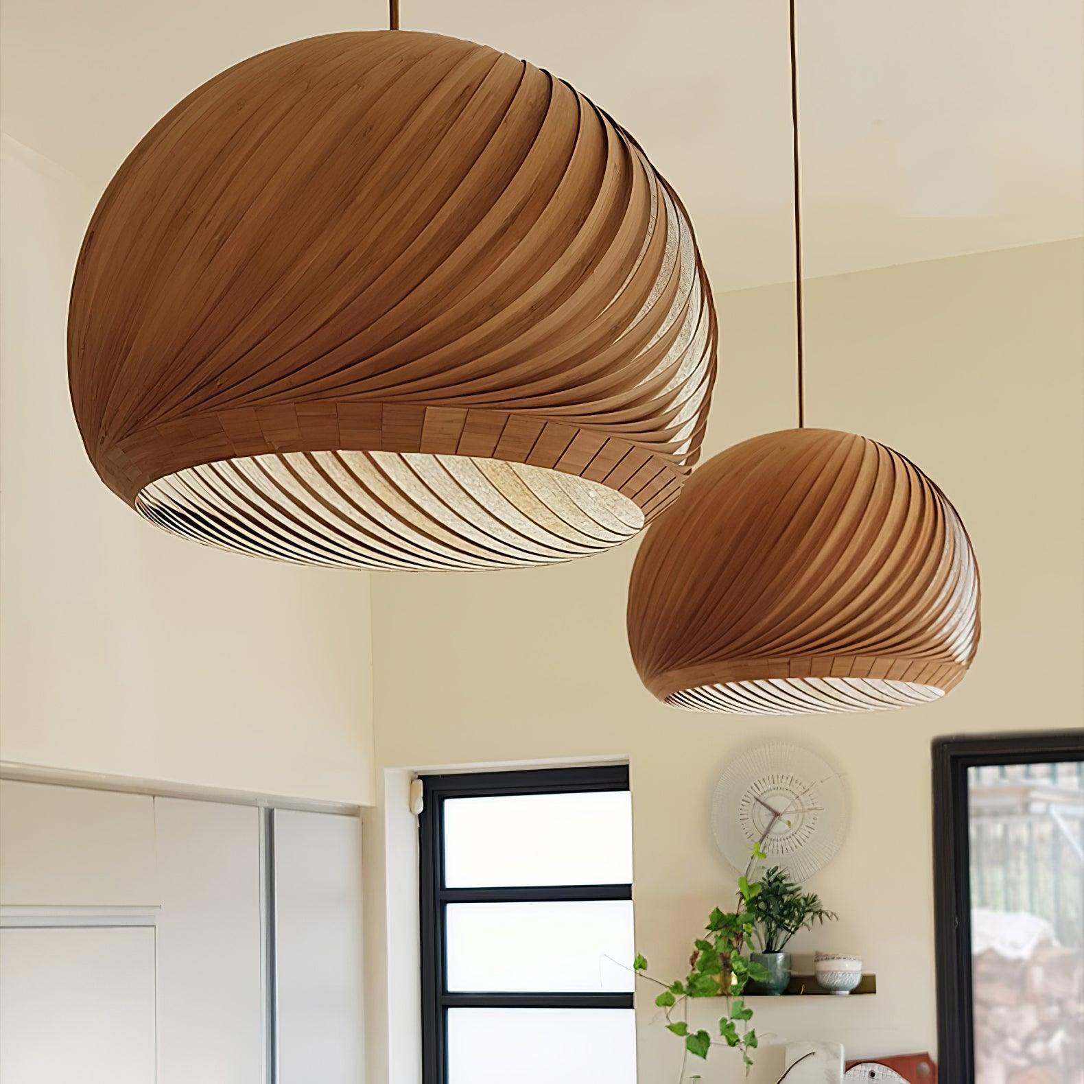 Aurora Whorl Wood Pendant Lamp