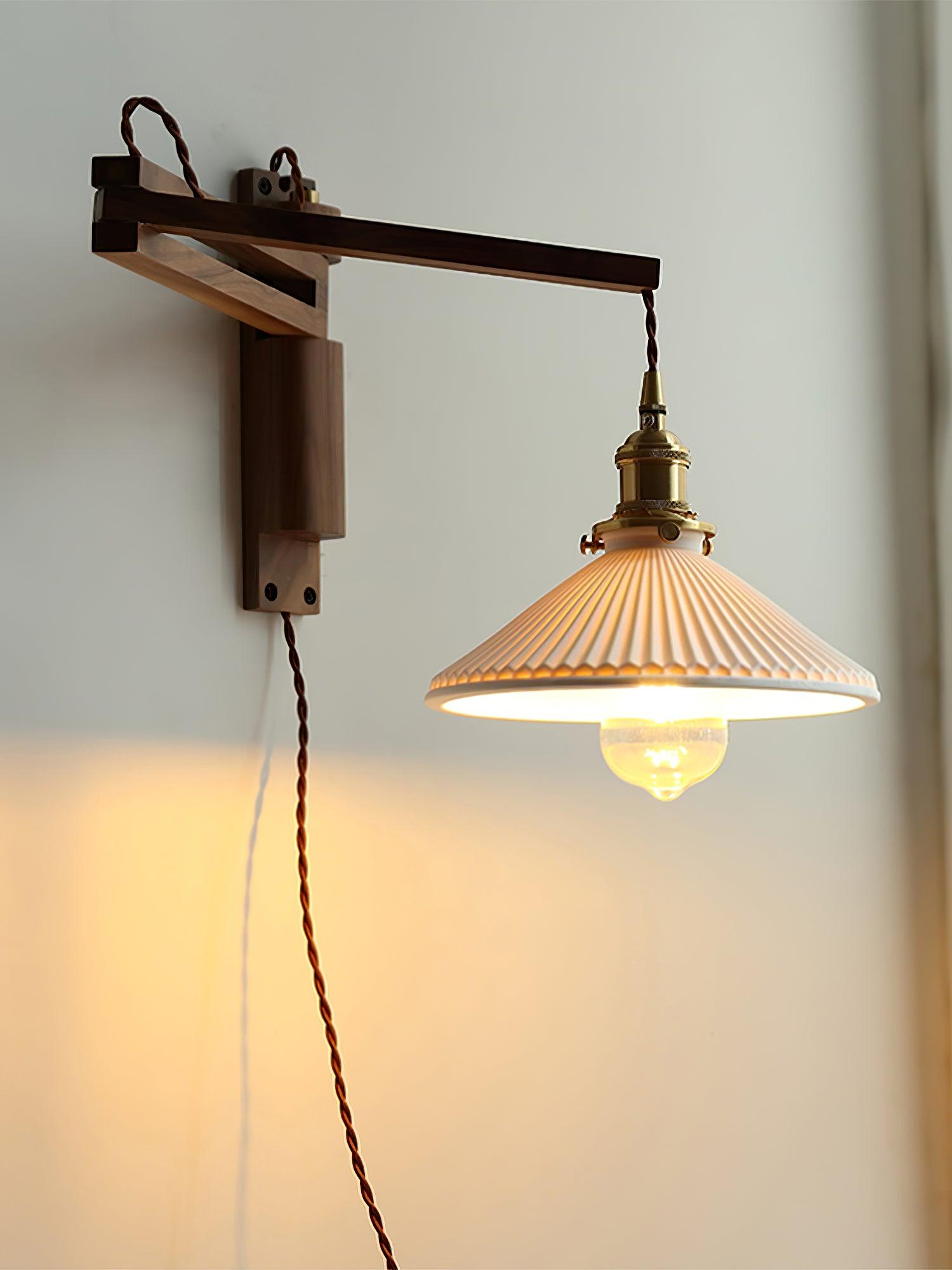 Walnut Swing Arm Wall Lamp