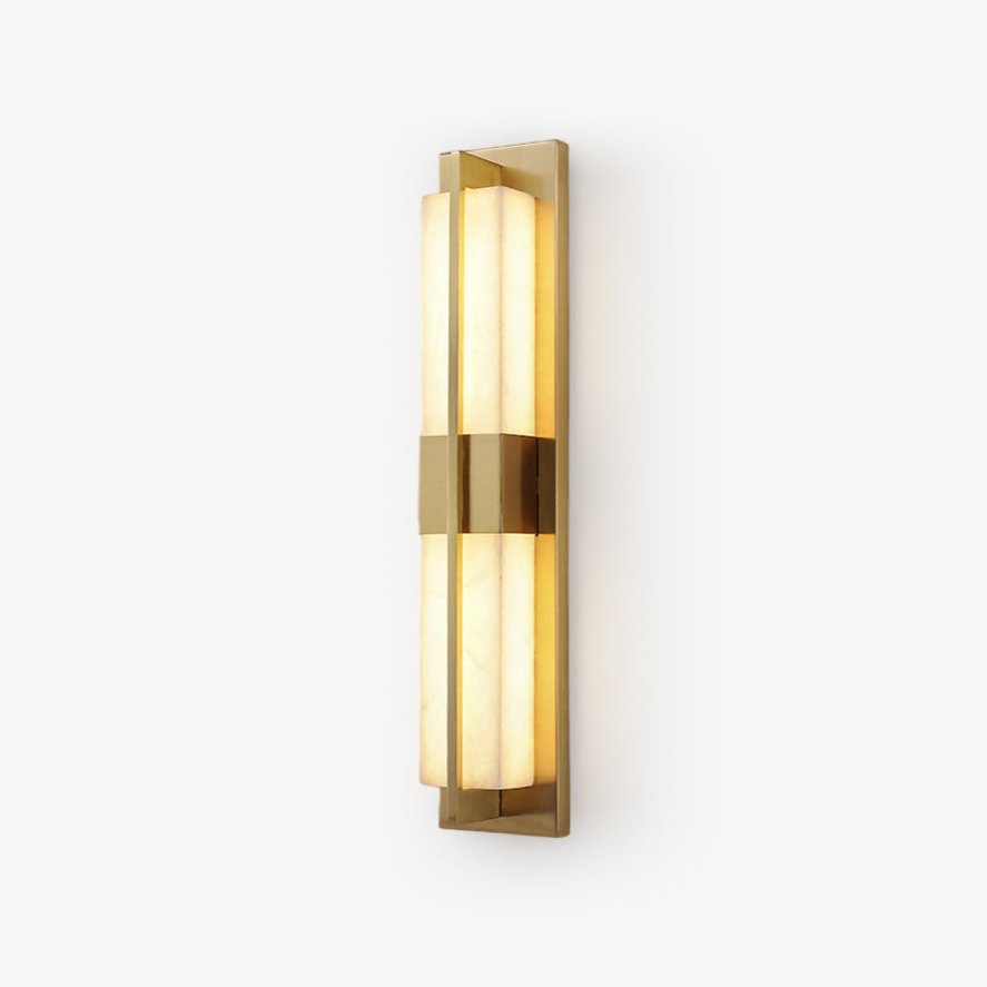 Rectangular Alabaster Brass Wall Sconce