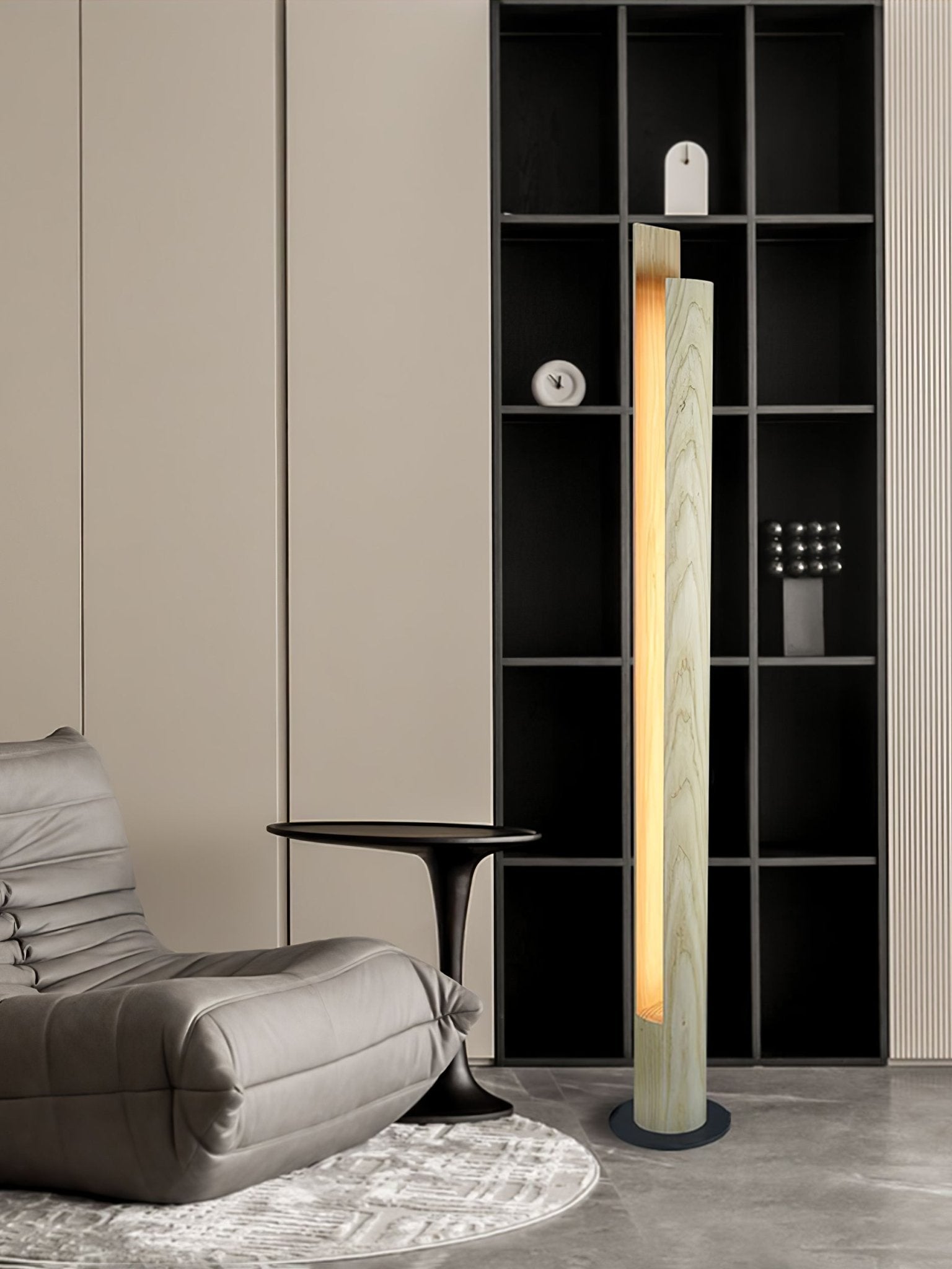 Cylindrical Timber Column Floor Lamp