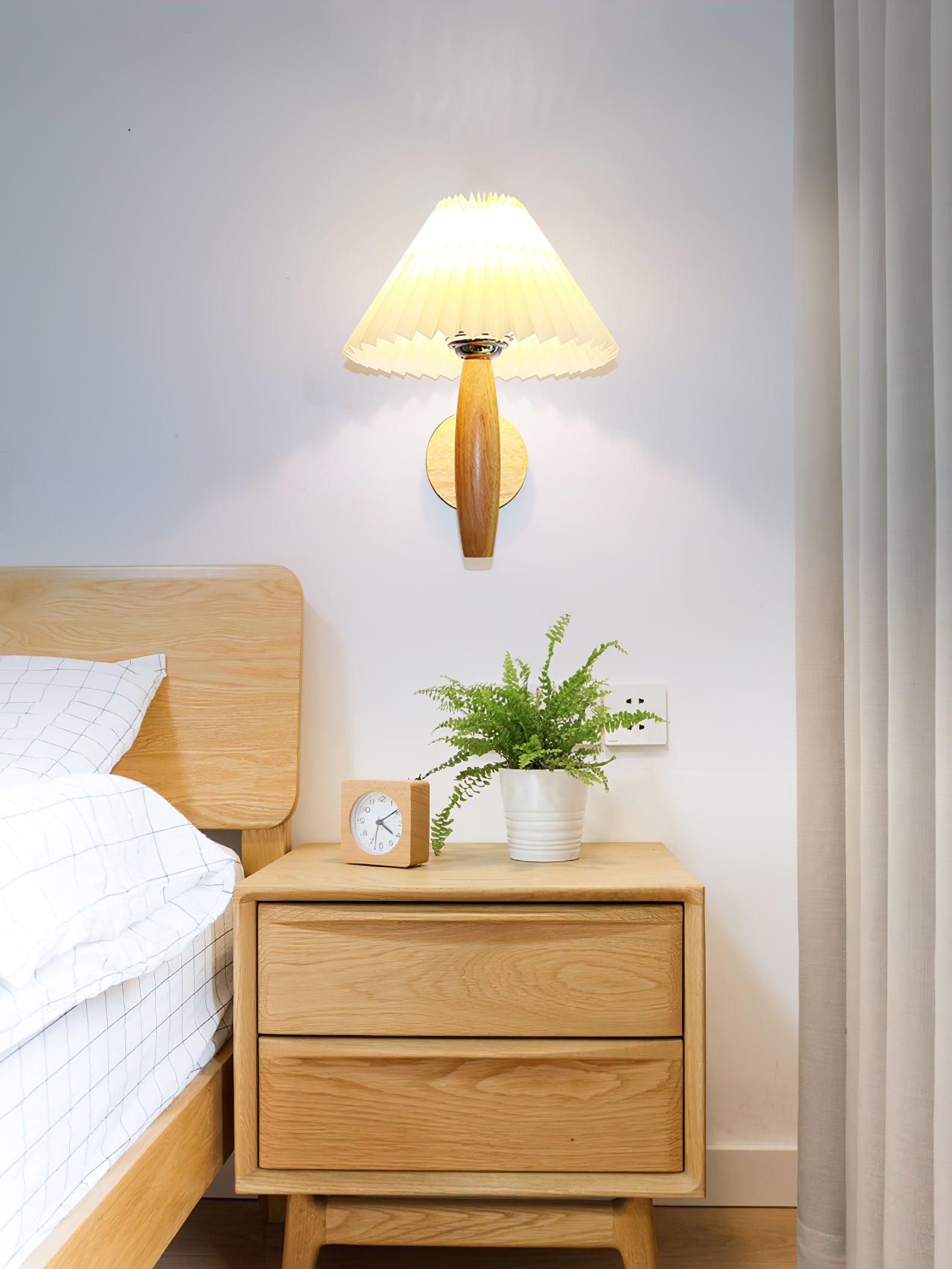 Oak Pleated Wall Light