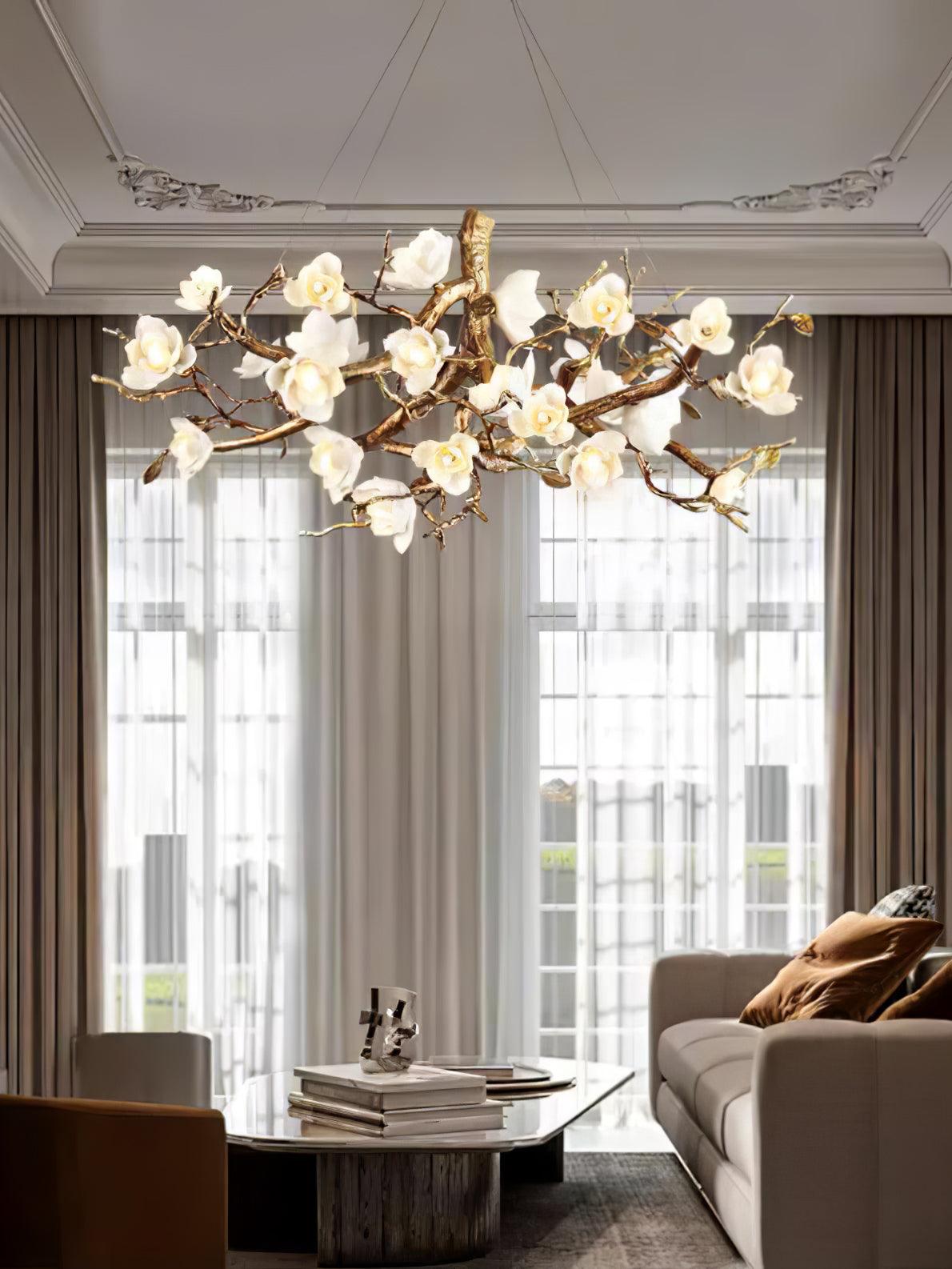 Flower Bloom Branch Brass Chandelier