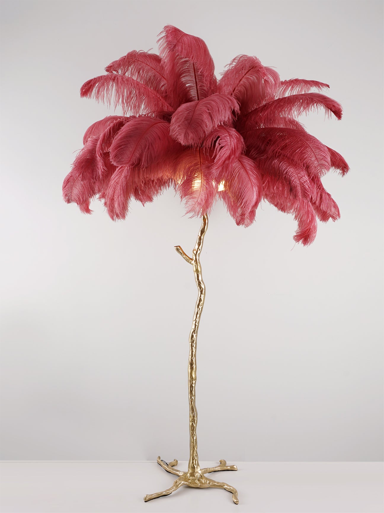 Ostrich Feather Brass Floor Lamp