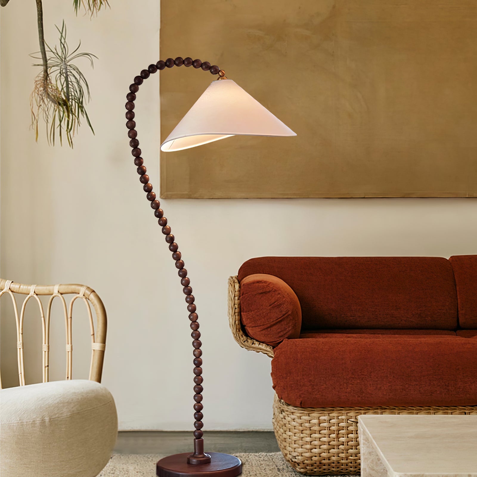 Wooden Bead Floor Lamp