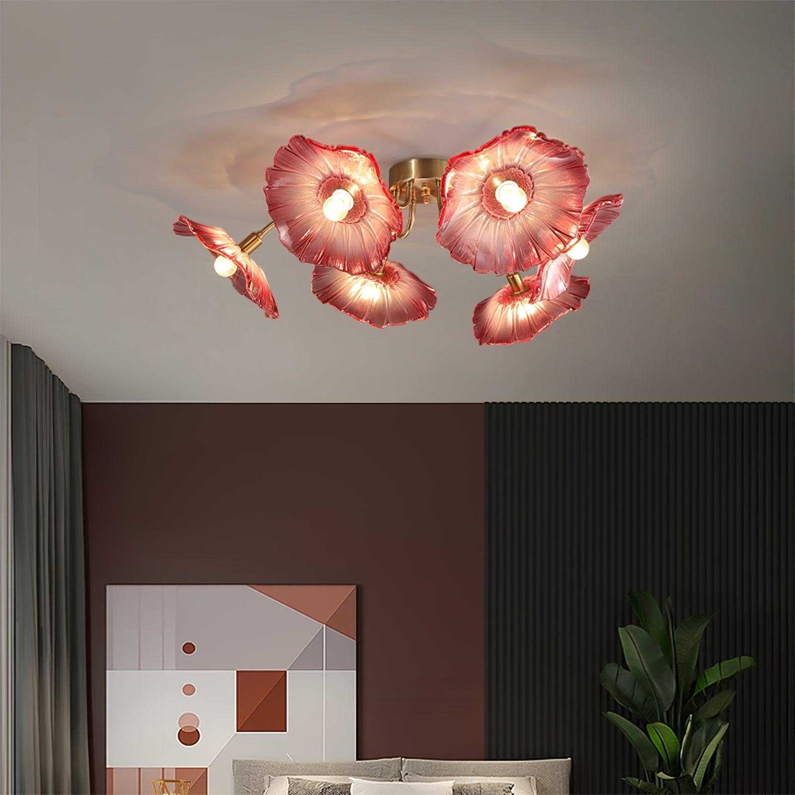 Lotus Leaf Glass Ceiling Lamp