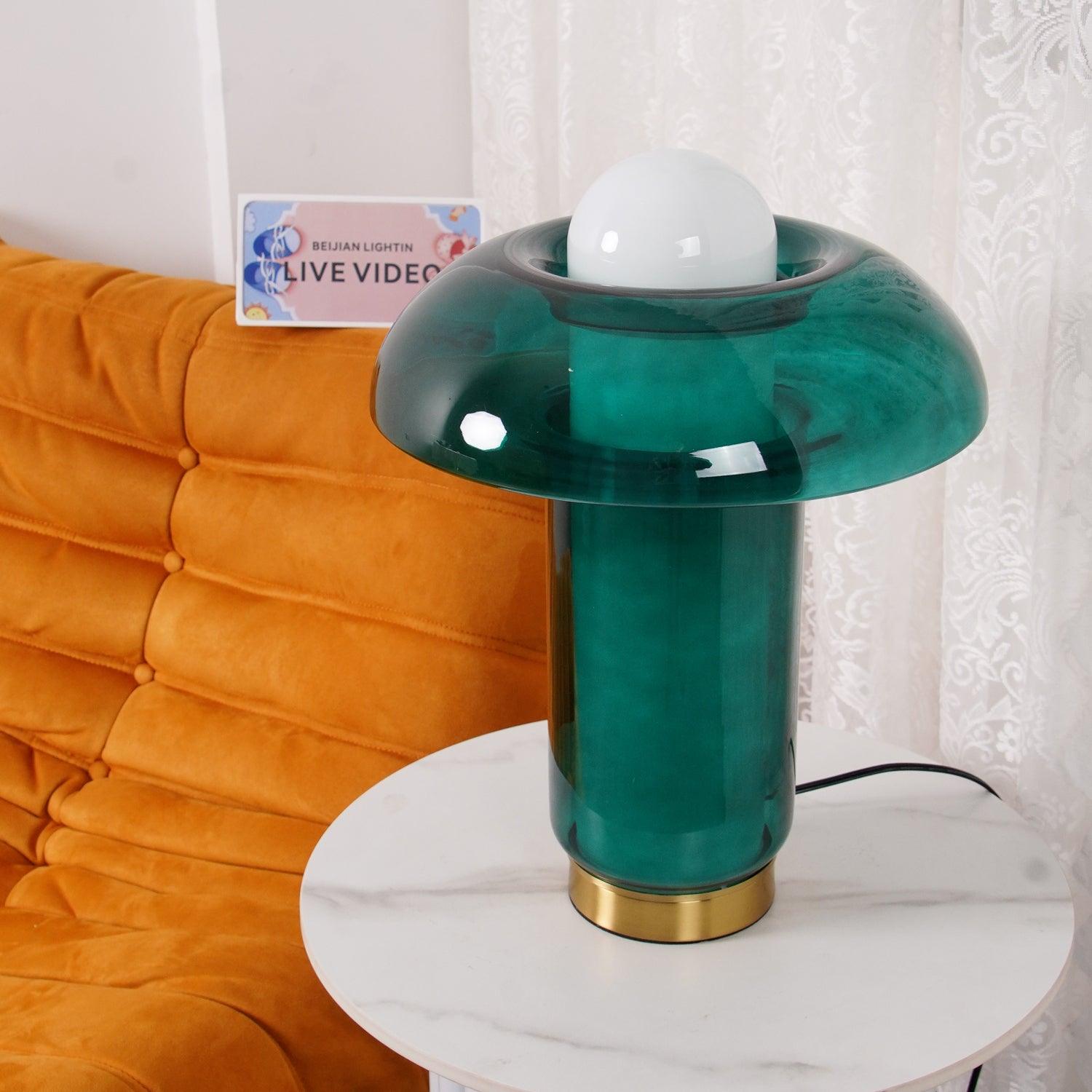 Glass Mushroom Table Lamp