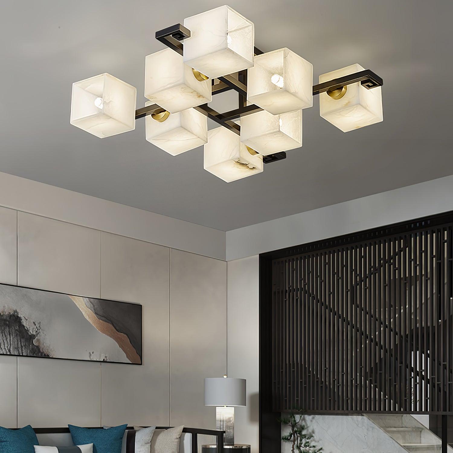 Cubist Alabaster Cluster Ceiling Lamp