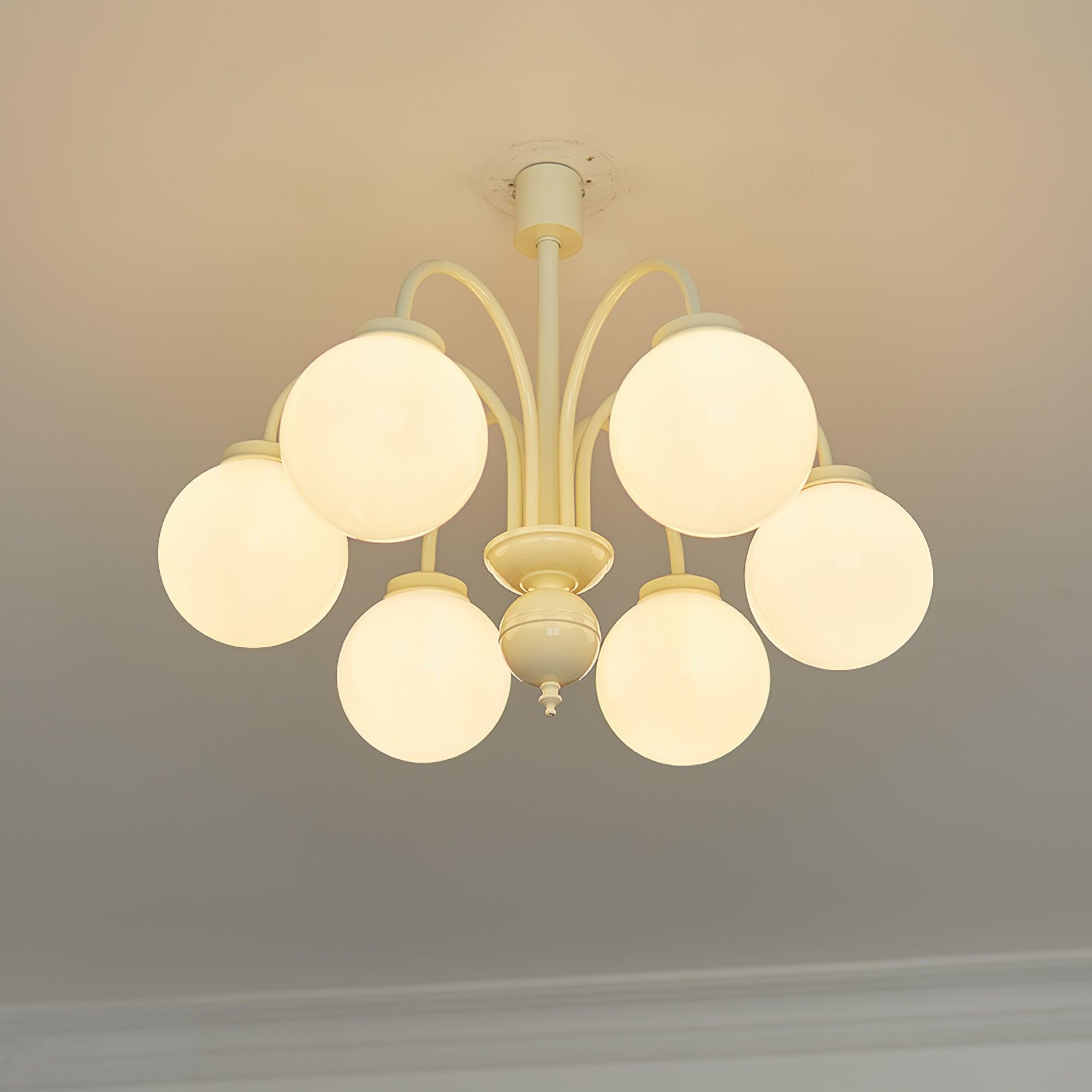 Cream Glass Sphere Chandelier