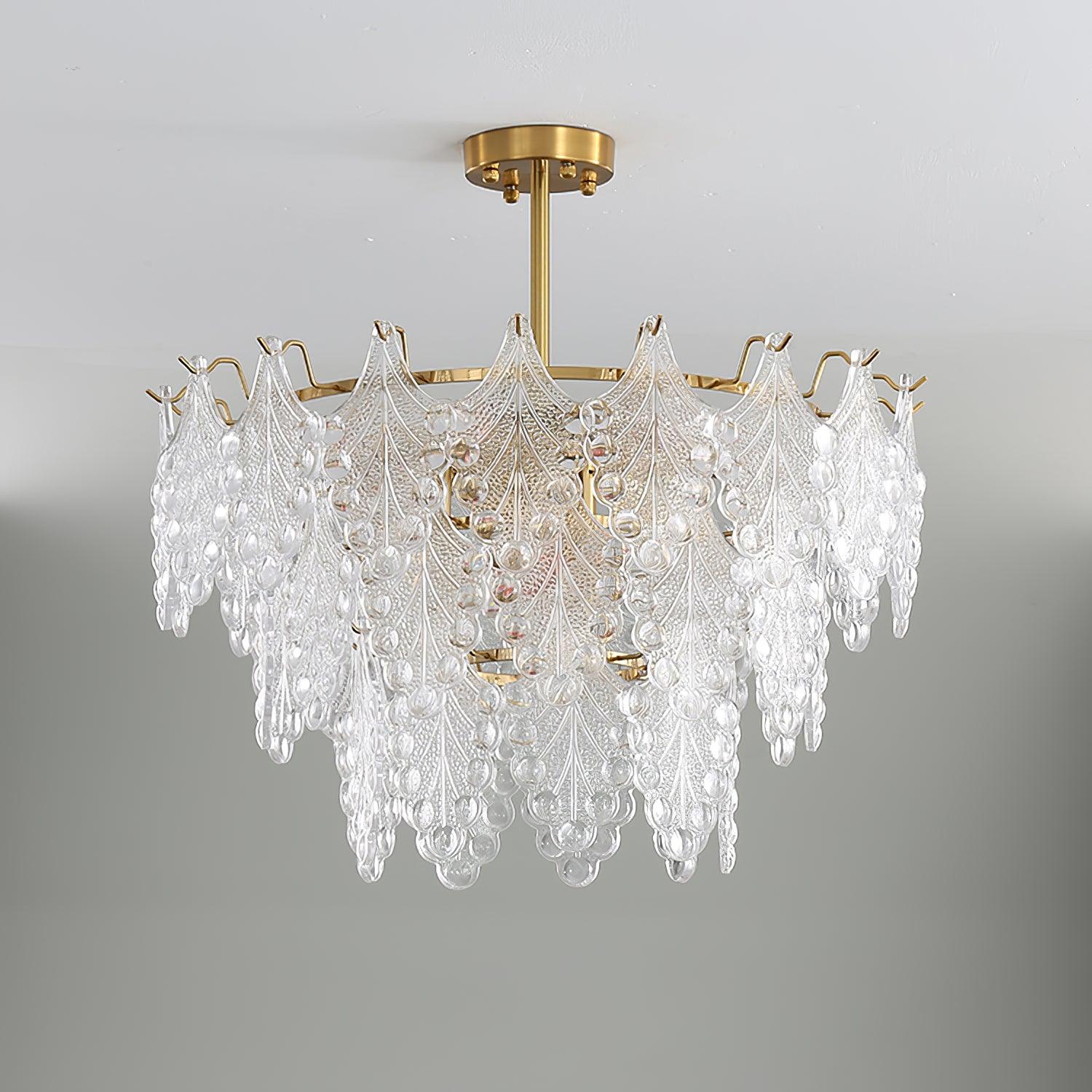 Tiered Carved Glass Chandelier