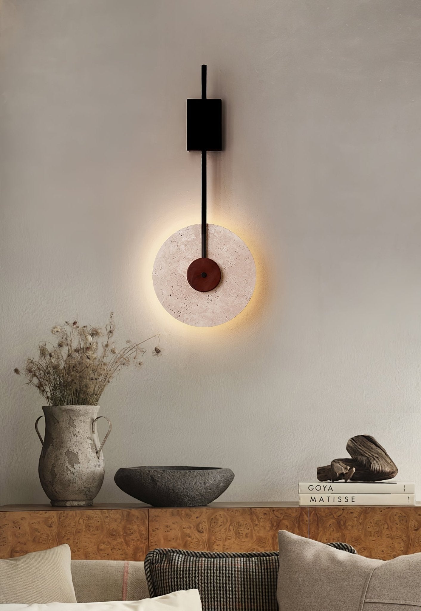 Disc Travertine Wall Lamp