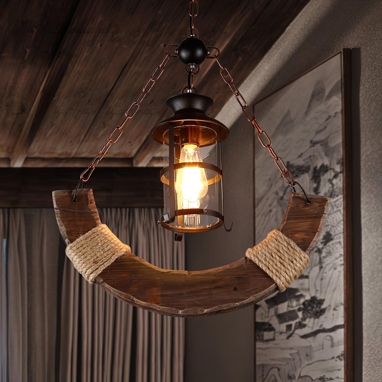 Nautical Industrial Style Wooden Chandelier