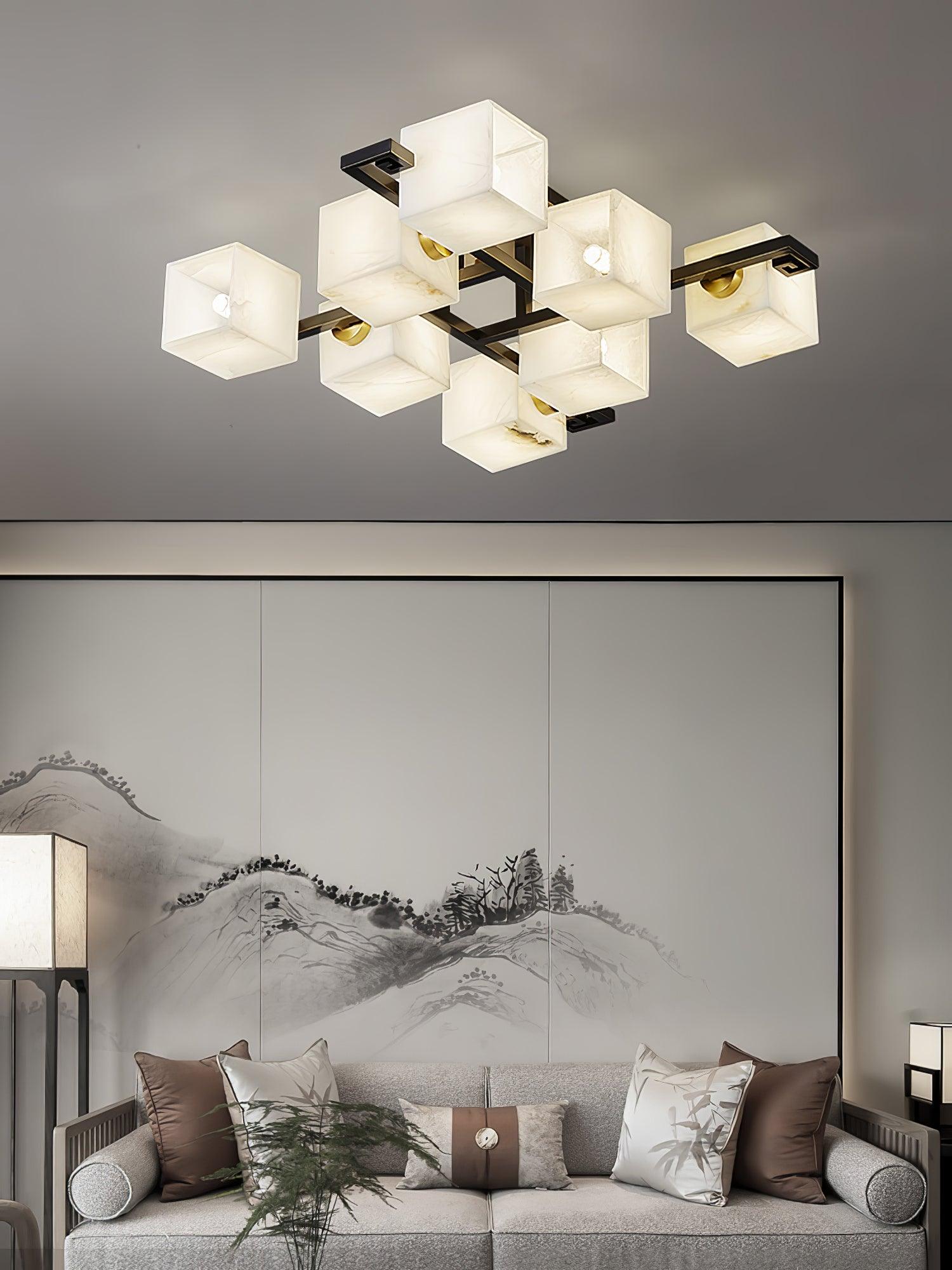 Cubist Alabaster Cluster Ceiling Lamp