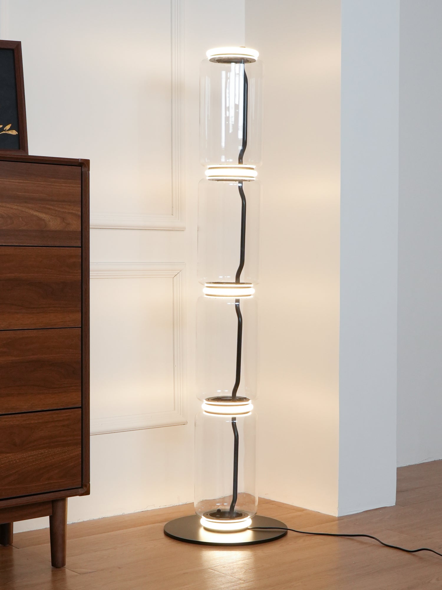 Bamboo Glass Floor Lamp