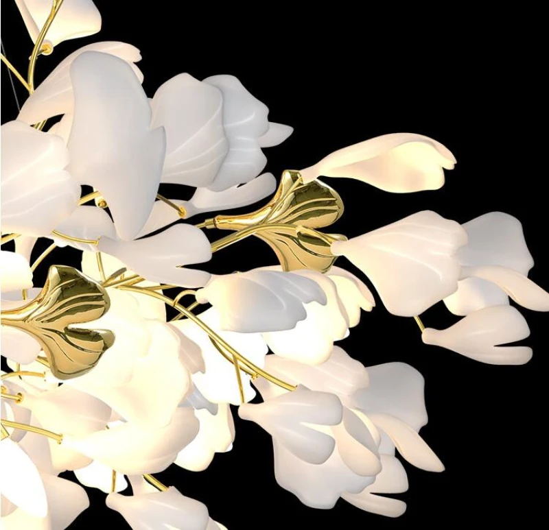 Gold White Leaves Combination Gingko Chandeliers