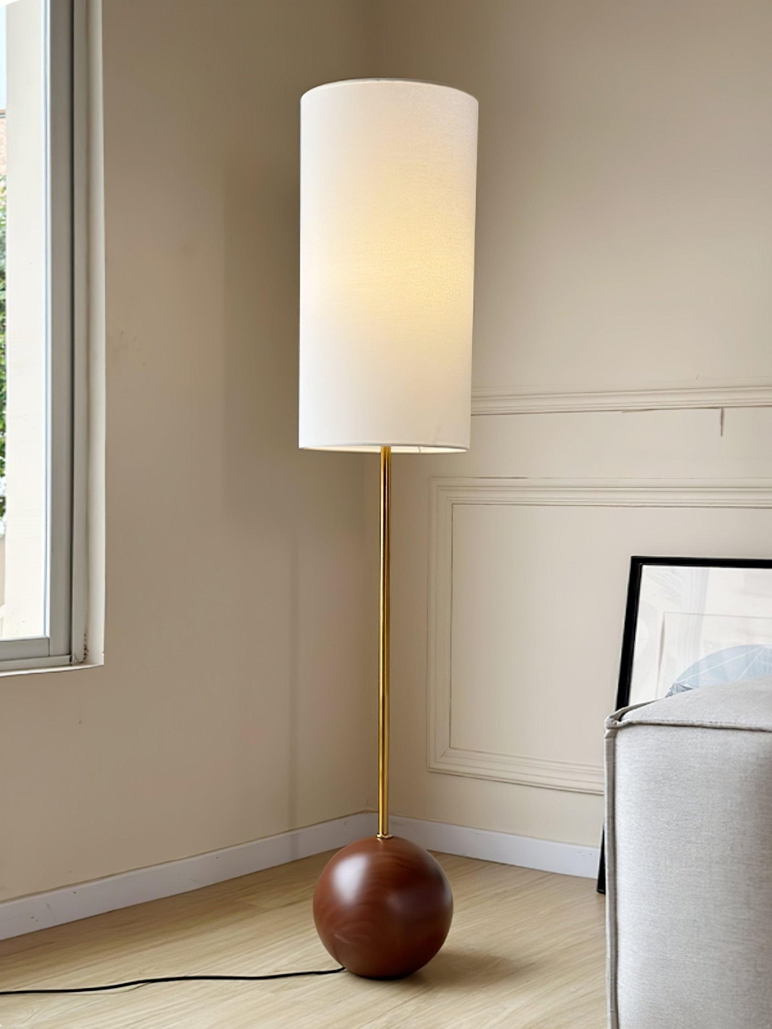 Orbis Wooden Sphere Floor Lamp