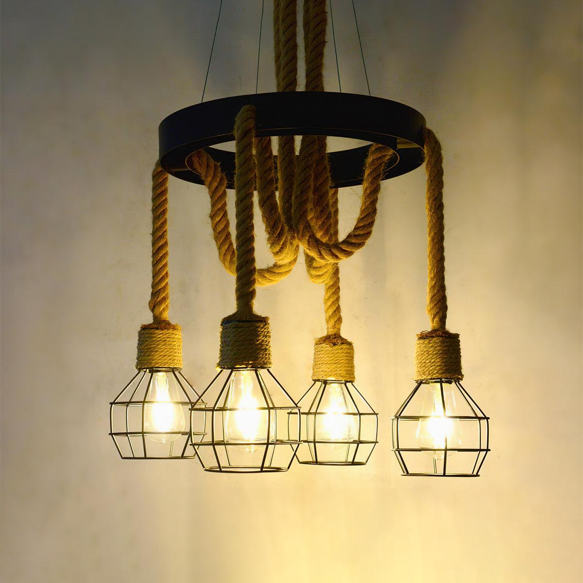 Hemp Rope Industrial Starfall Chandelier